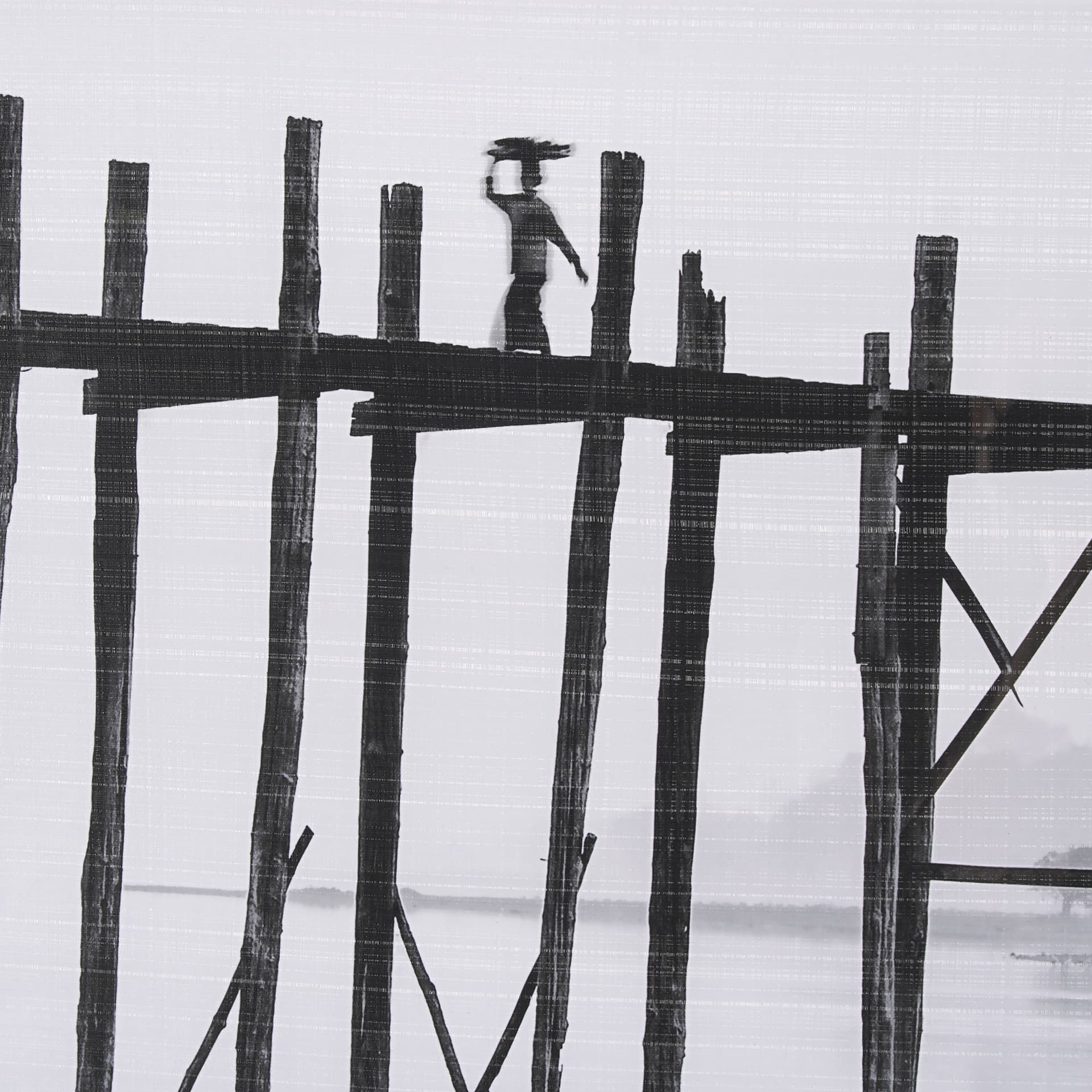 U Bein Bridge by Mercana Studio a Hand Embellished Textured Framed Photo Art Print Matted under Glas — product photograph