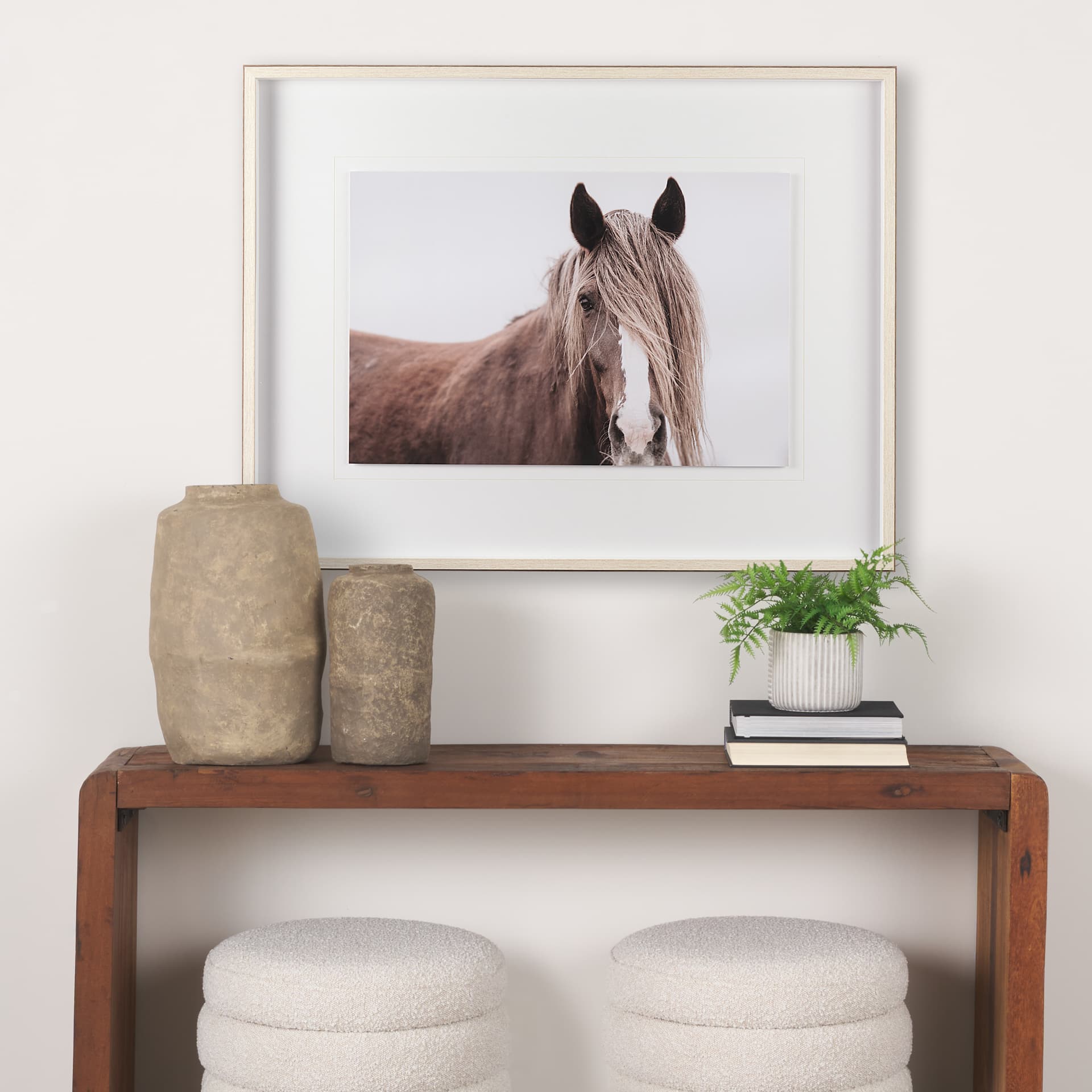 Wild Mane by Mercana Studio a Framed Photo Art Print Matted under Glass — in a styled room