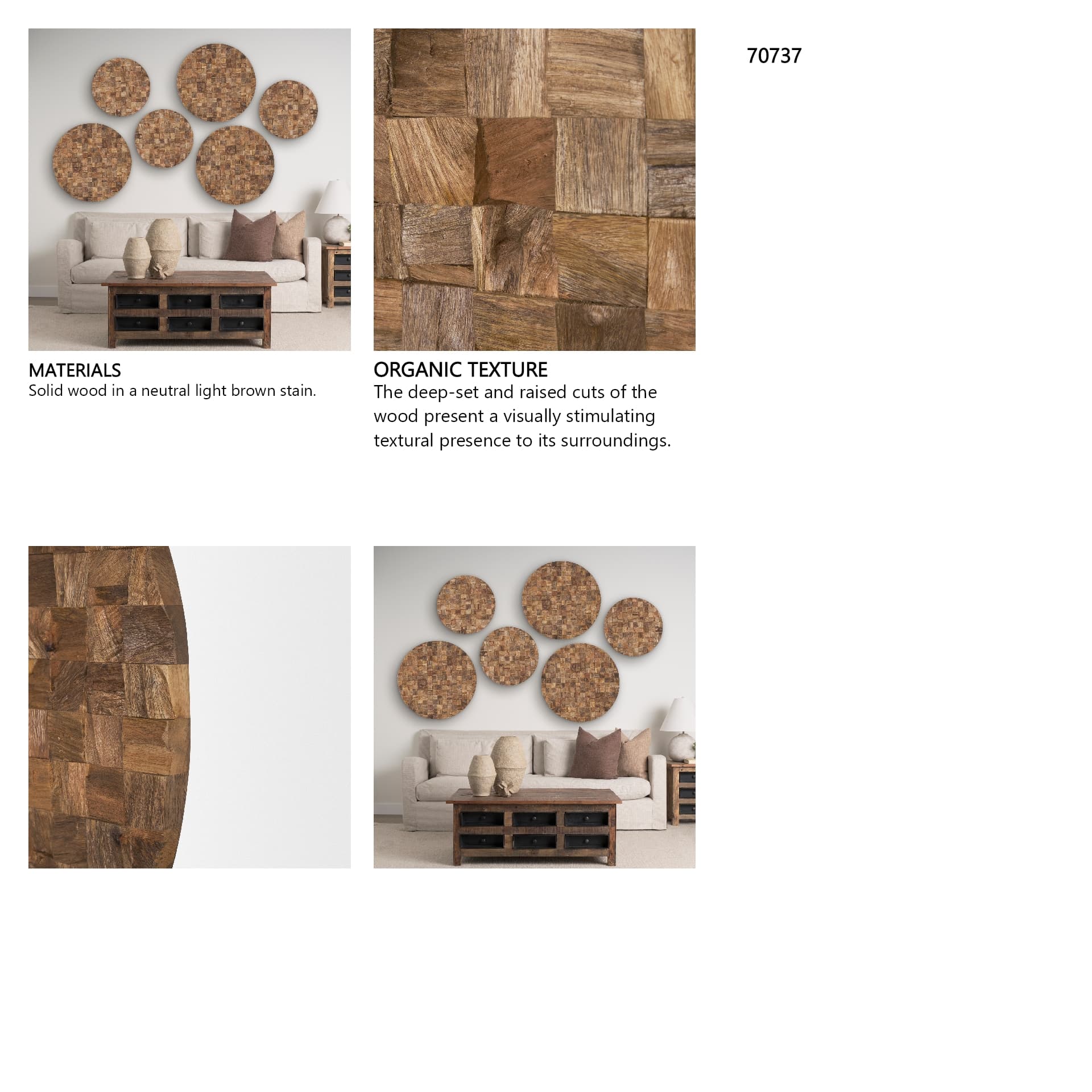 Into the Abyss II LIght Brown Wood 32" Wall Decor — in a styled room