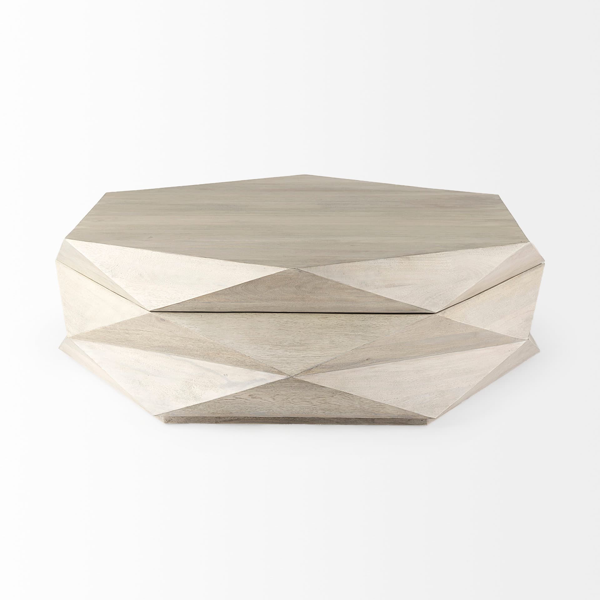 Arreto 48" Natural Solid Wood Hexagonal Storage Coffee Table — product photograph