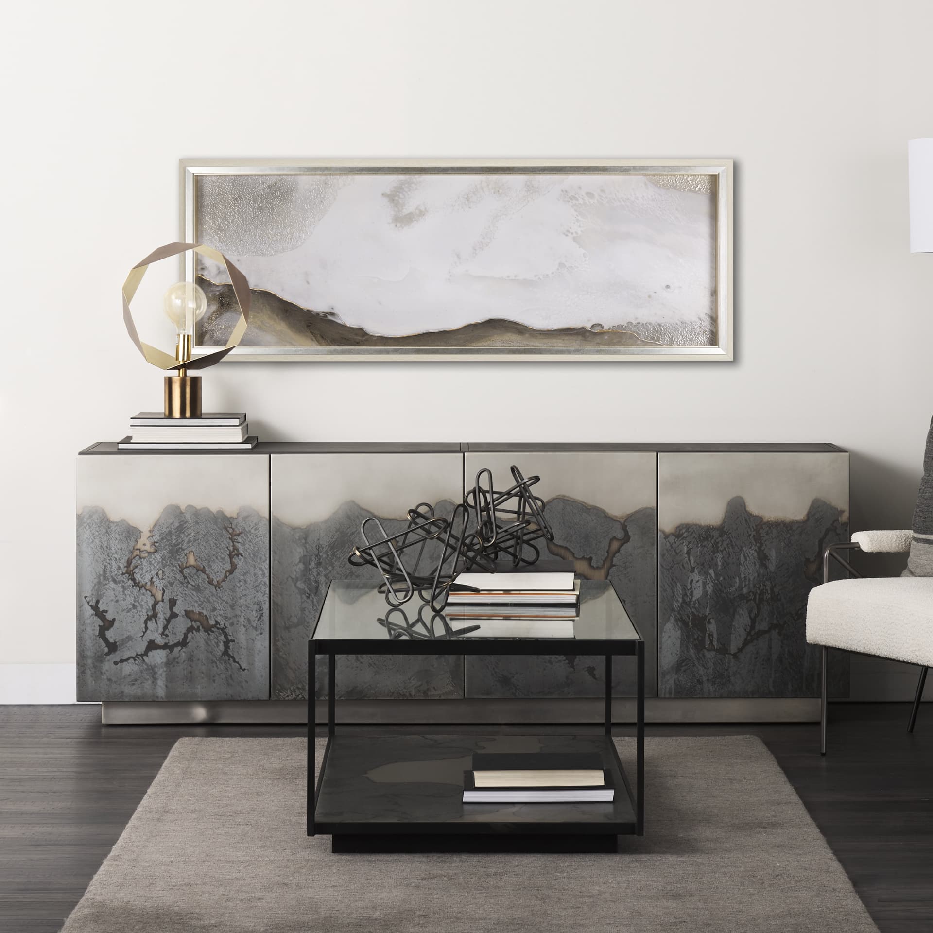 Sand Hills by Mercana Studio a Hand Embellished Textured Framed Art Print — in a styled room