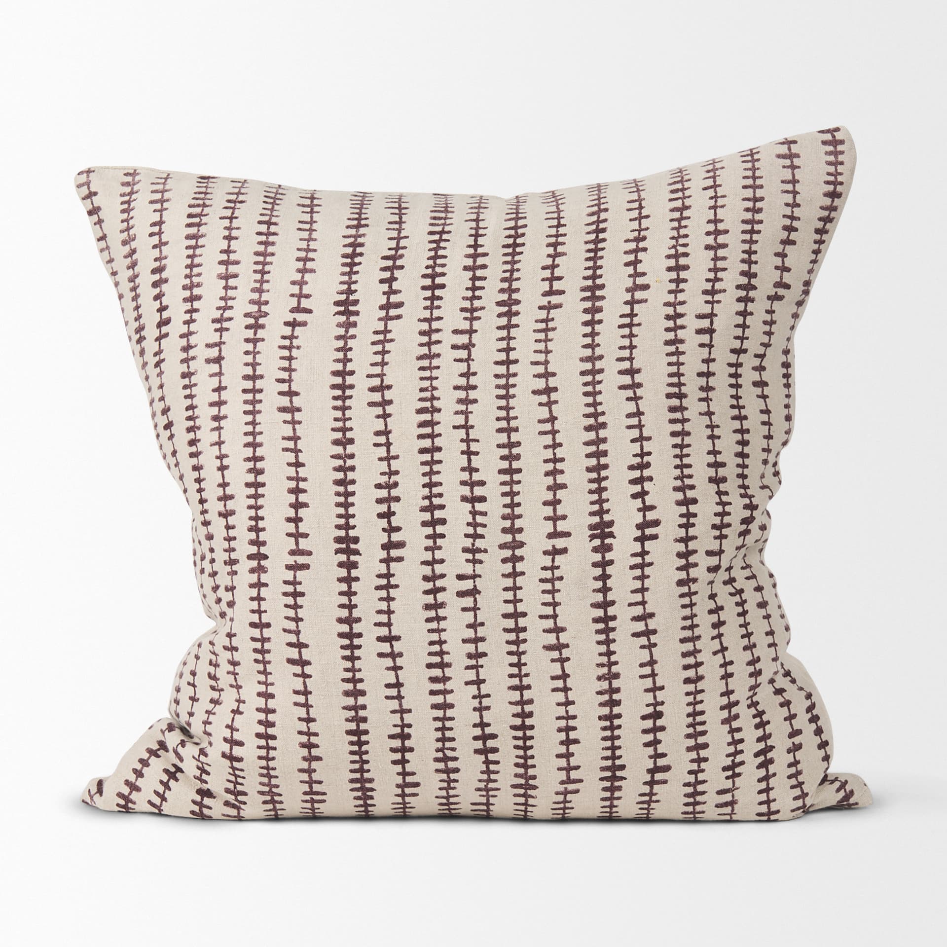 Jenna 22x22 Beige w/ Merlot Print Linen Square Decorative Pillow Cover — product photograph