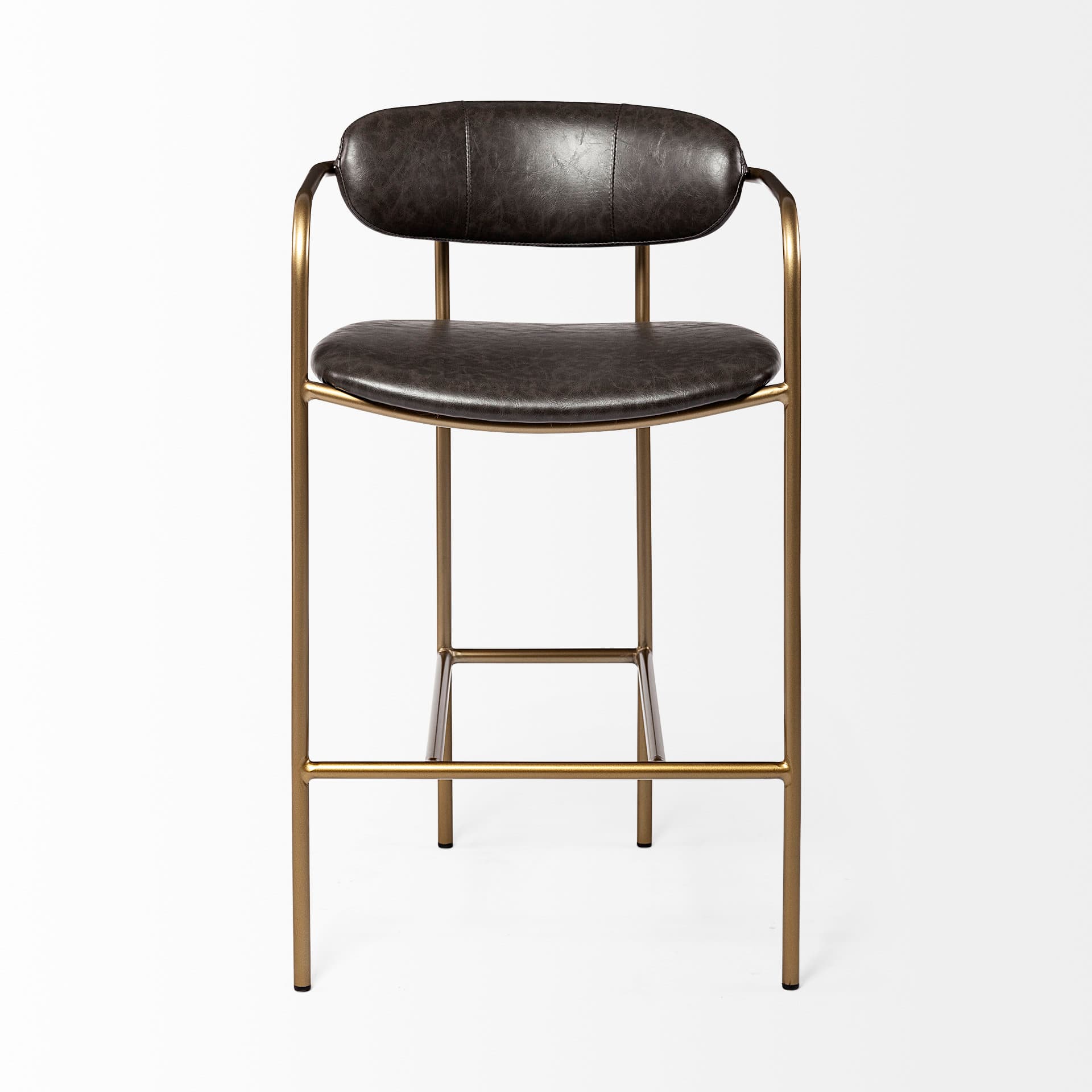 Parker Low Back 26.5in Seat Counter Stool | Brown Faux Leather — product photograph