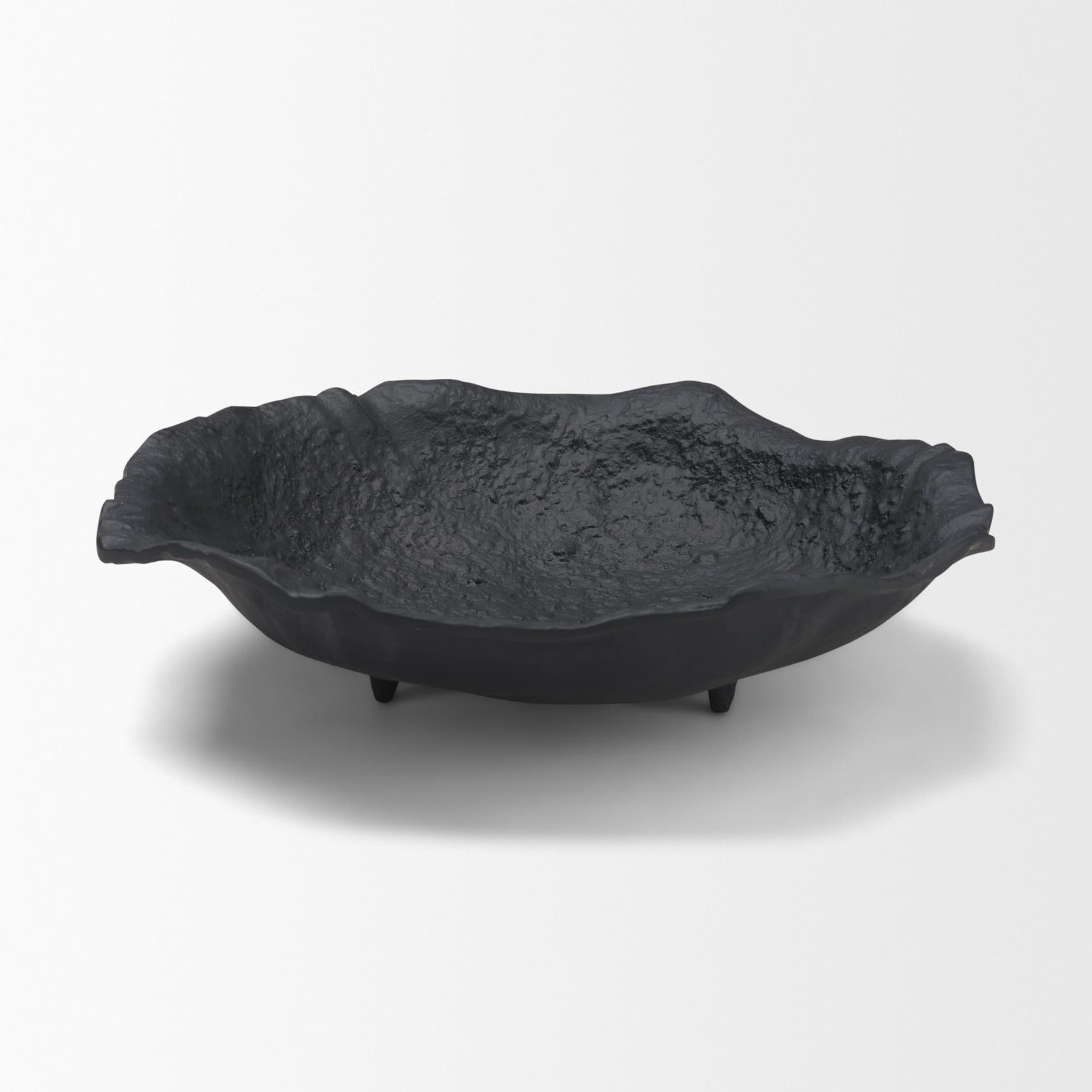 Verdant Small Matte Black Metal Decorative Centerpiece Bowl — product photograph
