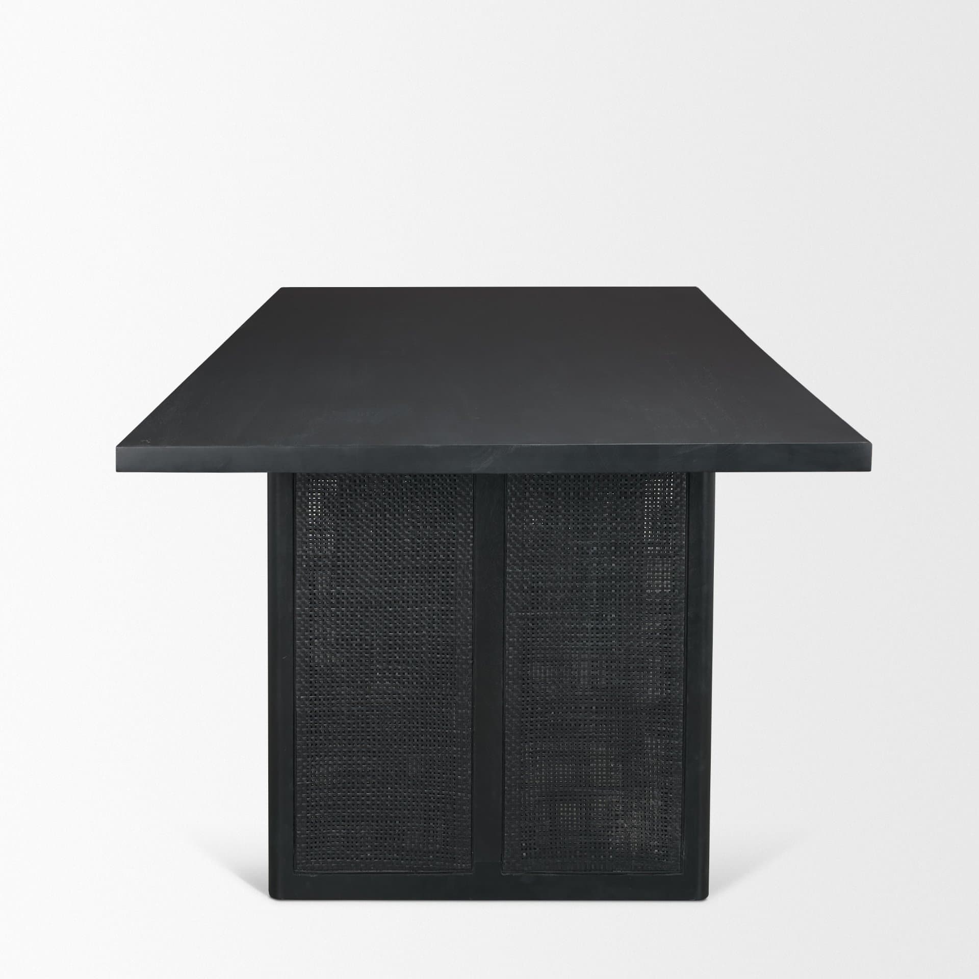 Grier 84"L x 38"W Dining Table | Modern | Black Wood & Black Wood/Cane | Seats 8 — product photograph