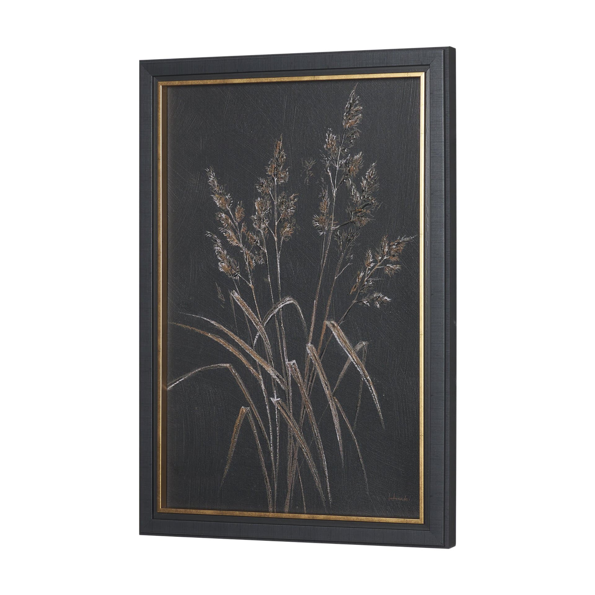 Golden Grasses V by Mercana Studio Hand Embelished Textured Framed Artwork Matted — product photograph