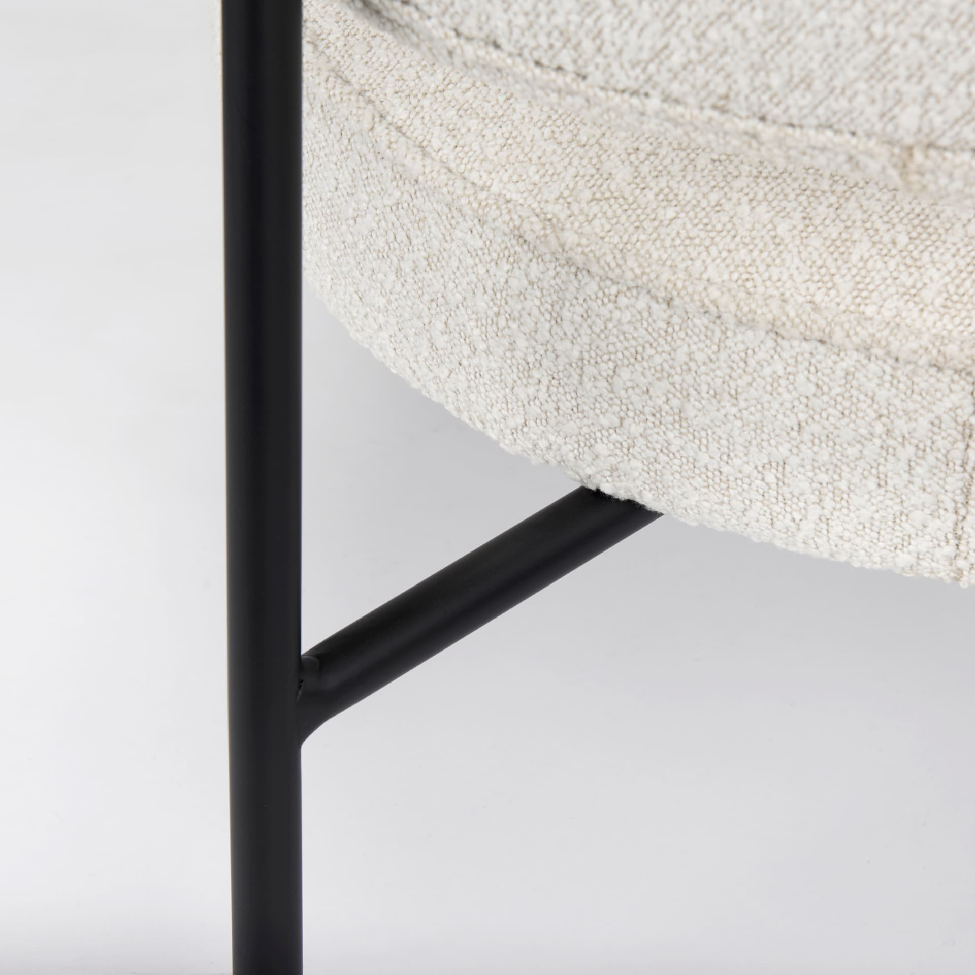 Amelia Cream Boucle W/Black Metal Upholstered Accent Chair 21.3L x 21.3W x 30.3H — product photograph