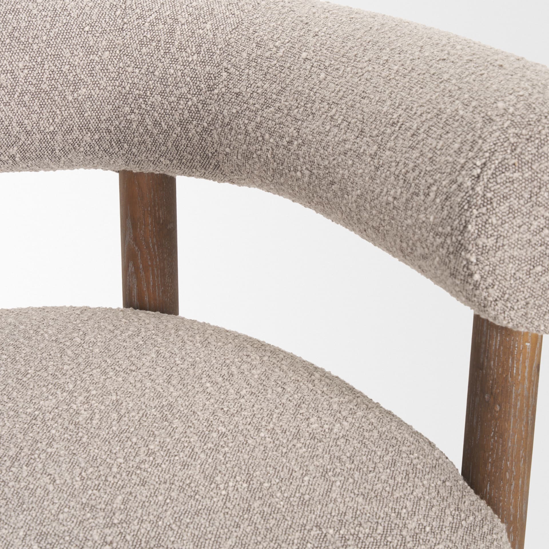 Gianna Open Back Medium Brown Wood w/ Taupe Boucle Fabric Accent Chair — product photograph