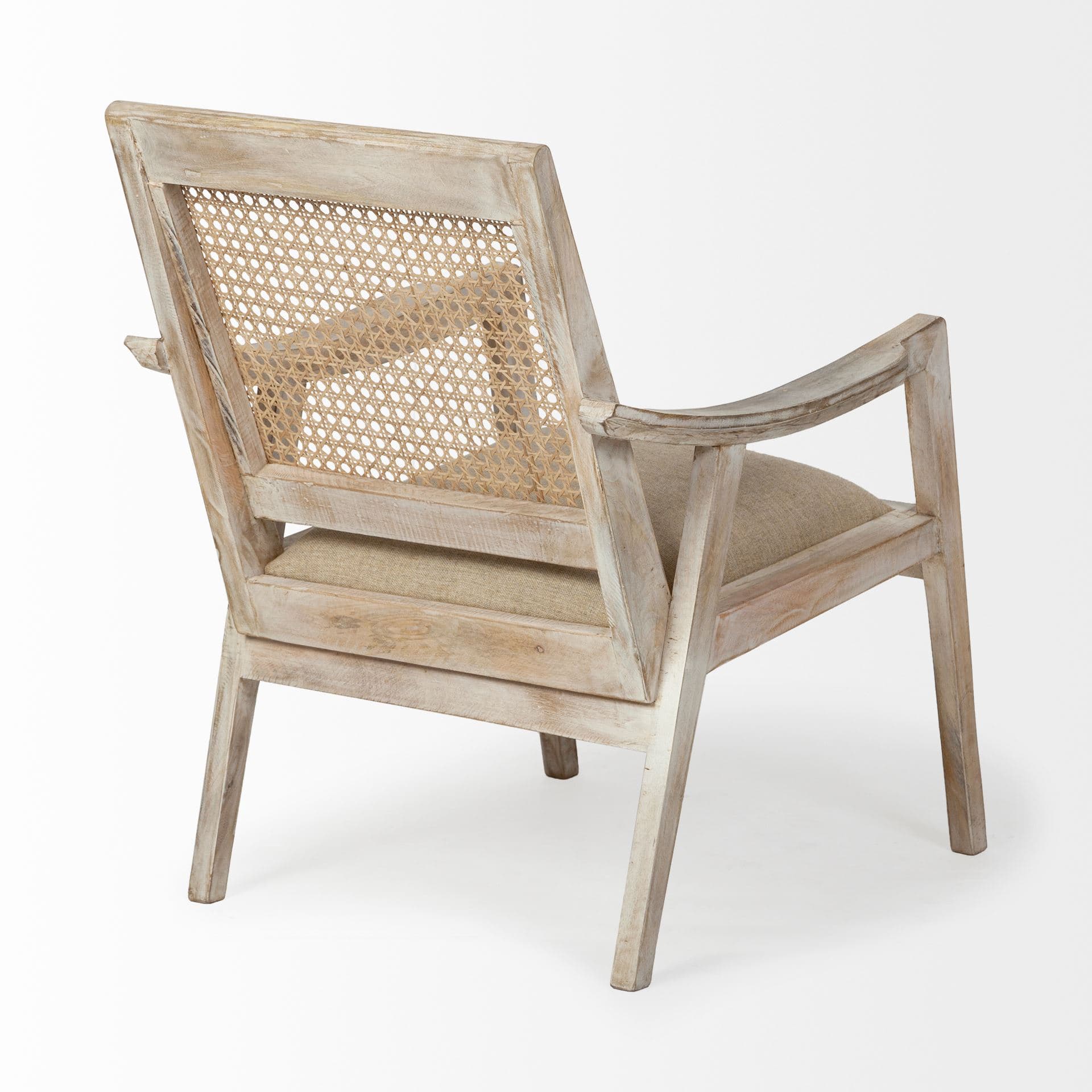 Teryn Cream Linen Seat And Natural Wooden Base w/ Mesh Back Accent Chair — product photograph