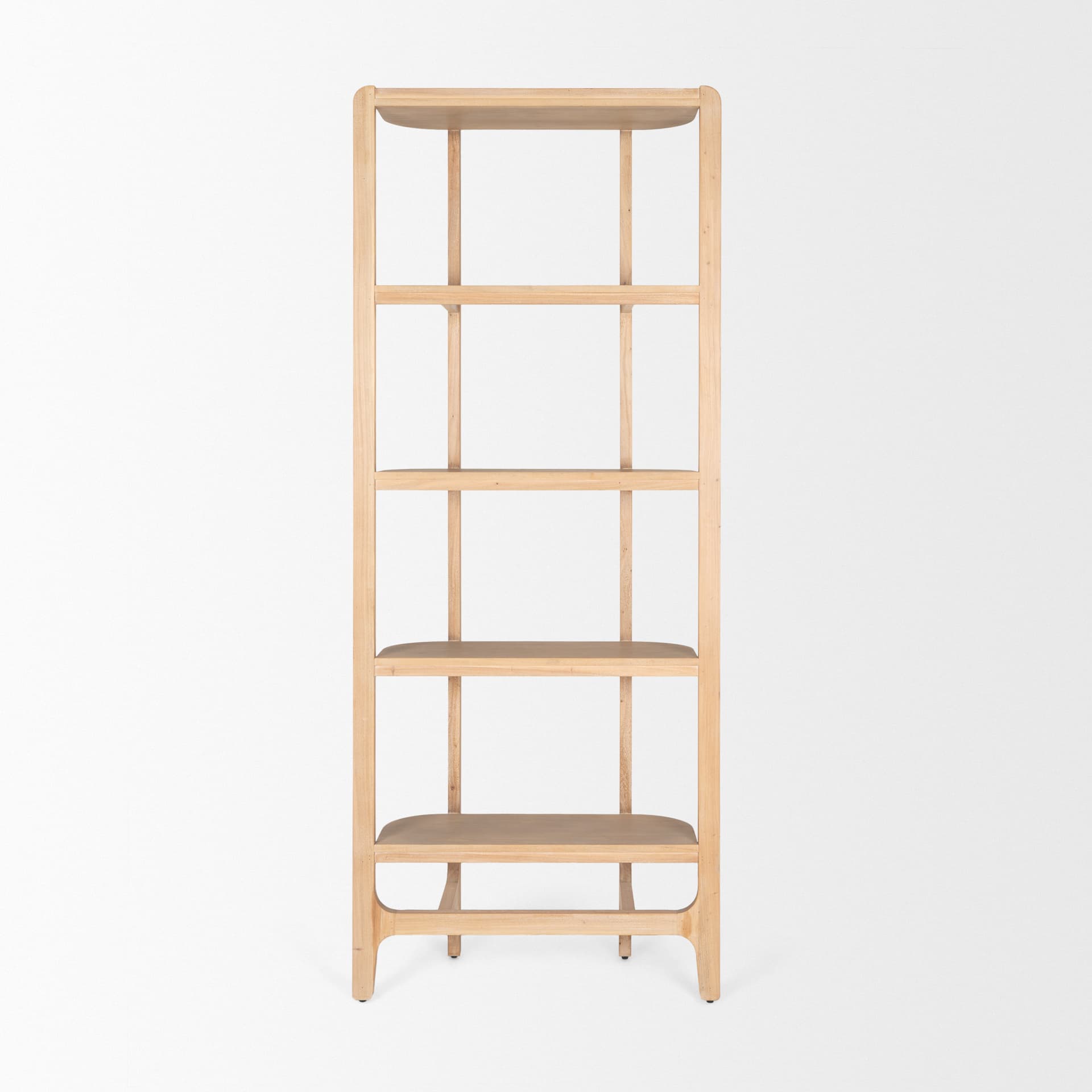 Taylin Light Brown Solid Wood Open Bookshelf — product photograph