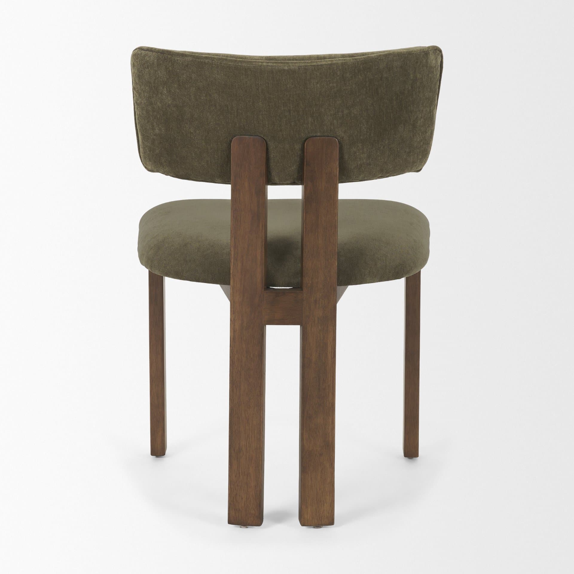 Soho Open Back Dining Side Chair | Olive Fabric w/ Brown Wood — product photograph