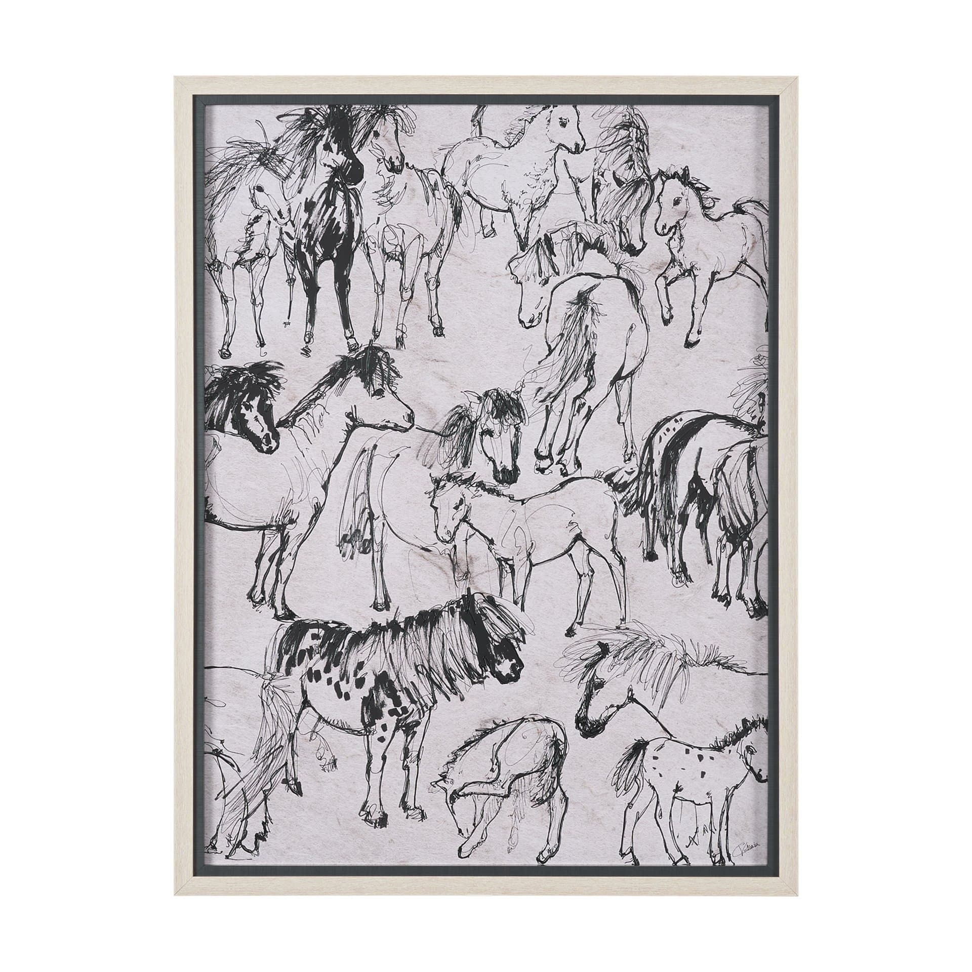 Pony Sketches I by Mercana Studio Hand-Embellished Framed Artwork Matted under Glass — product photograph