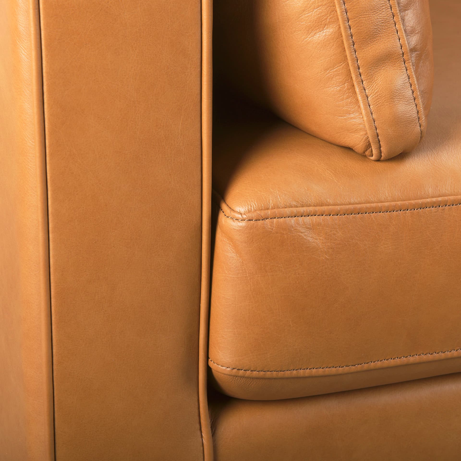Elton 87.8L x 37.8W x 34.6H Tan Leather Sofa — product photograph