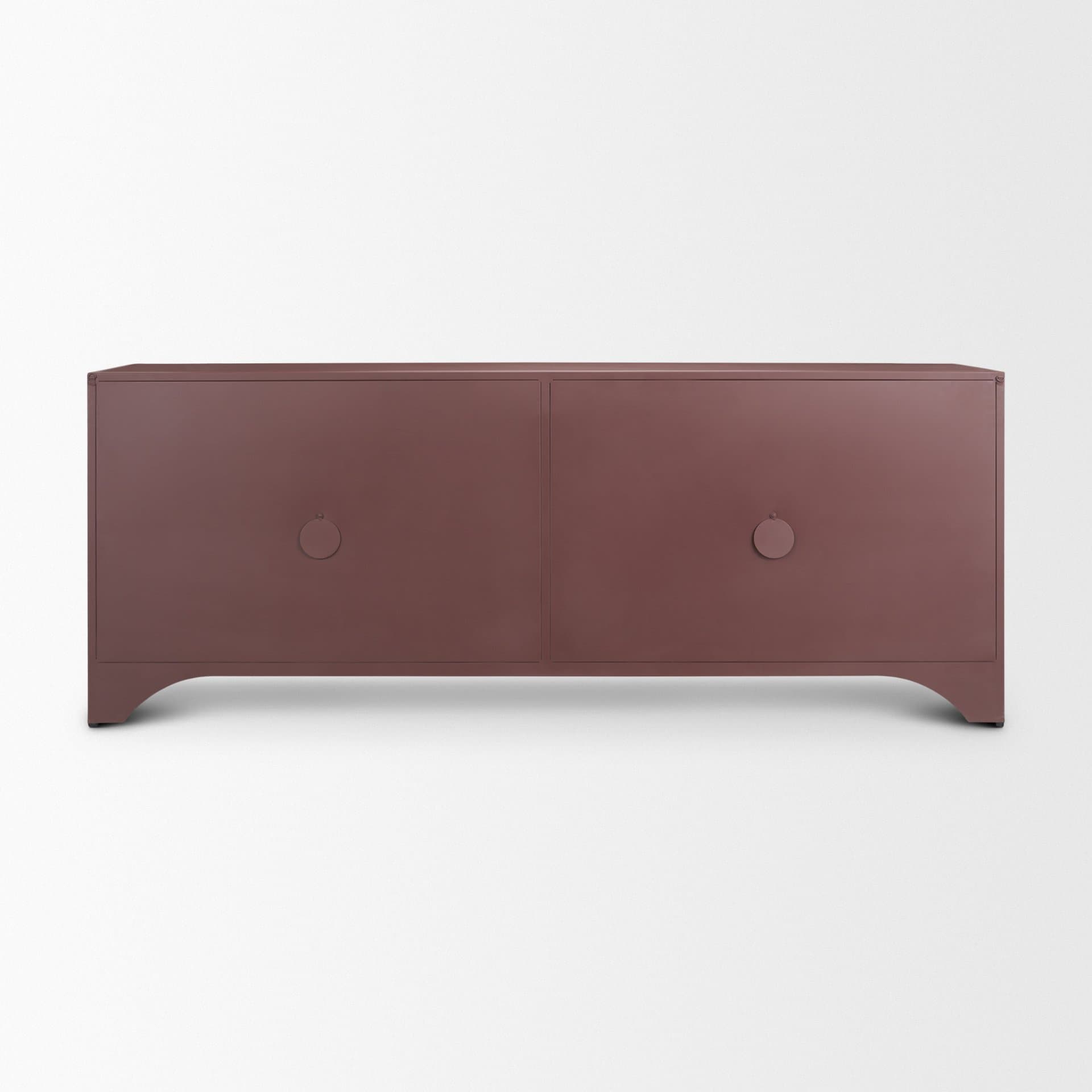 Rousseau 4 Door Closed Sideboard | Arched Glass | Burgundy Metal — product photograph