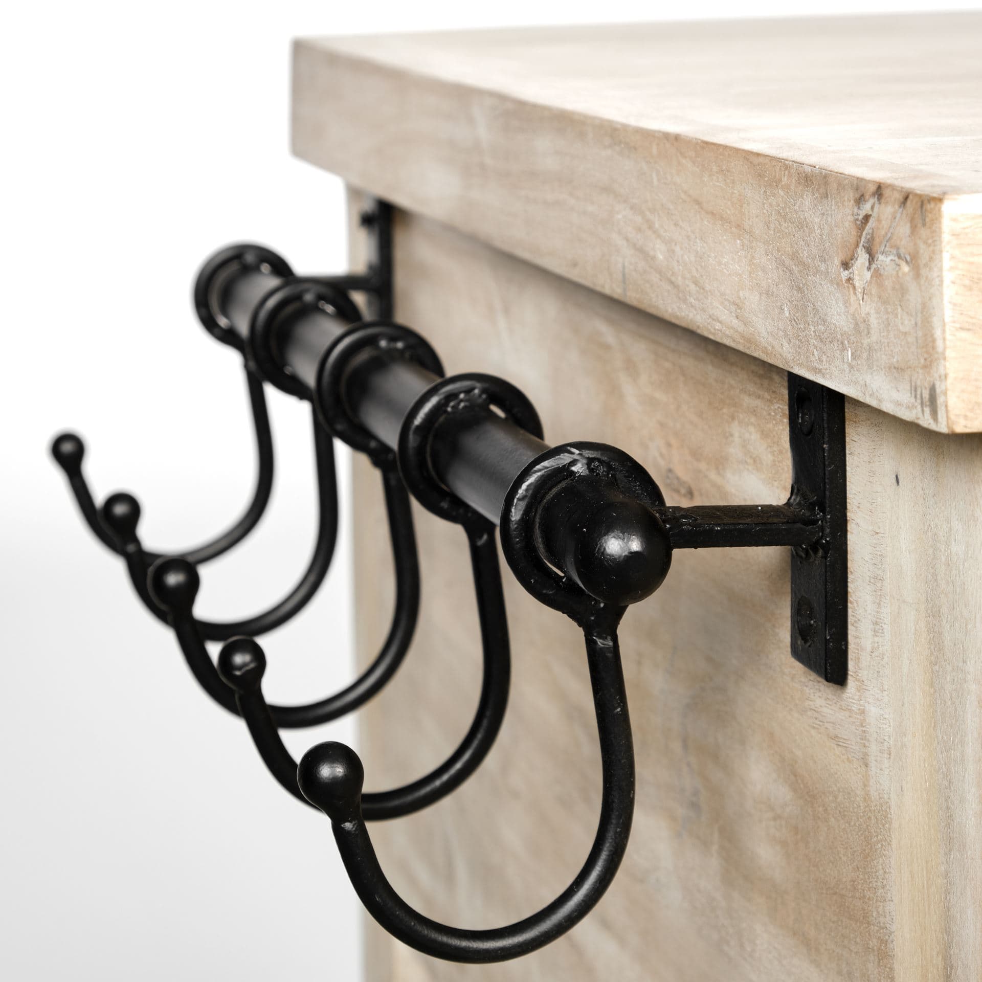 Columbia 62L x 28W x 36H I Light Brown Body w/ Black Iron Knobs Rolling Kitchen Island — product photograph