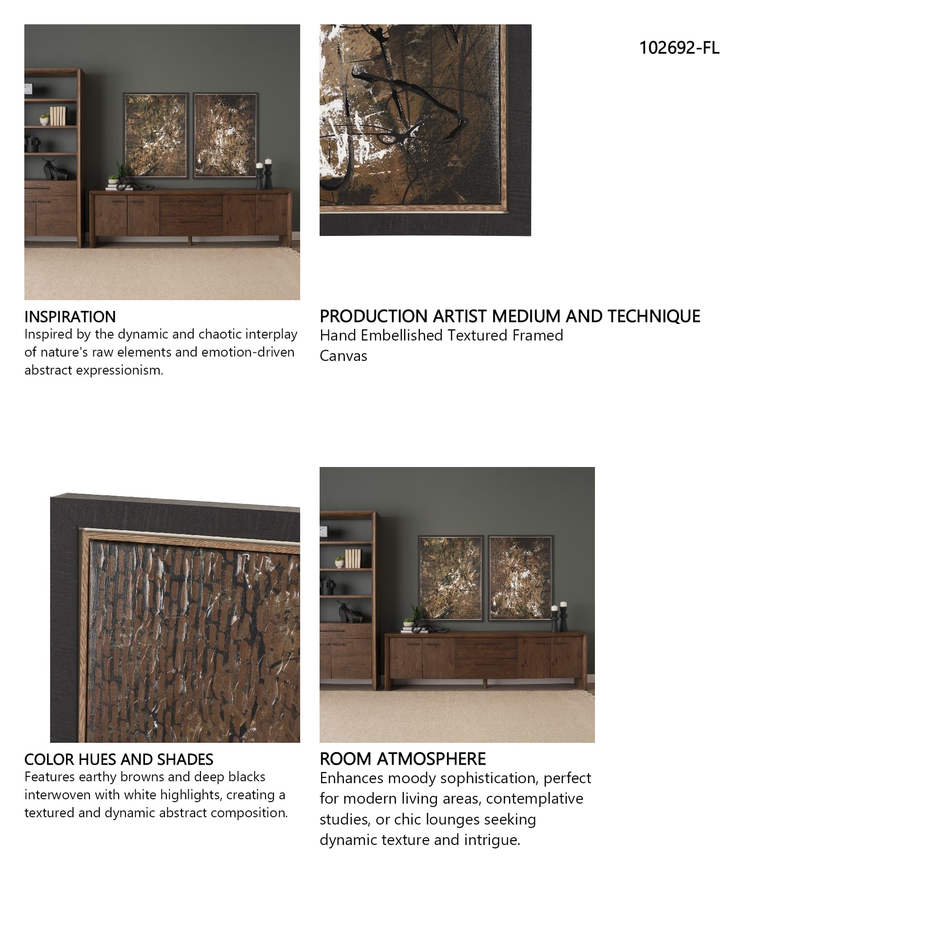 Chaos & Order III by Chad Warren a Hand Embellished Textured Framed Canvas — in a styled room