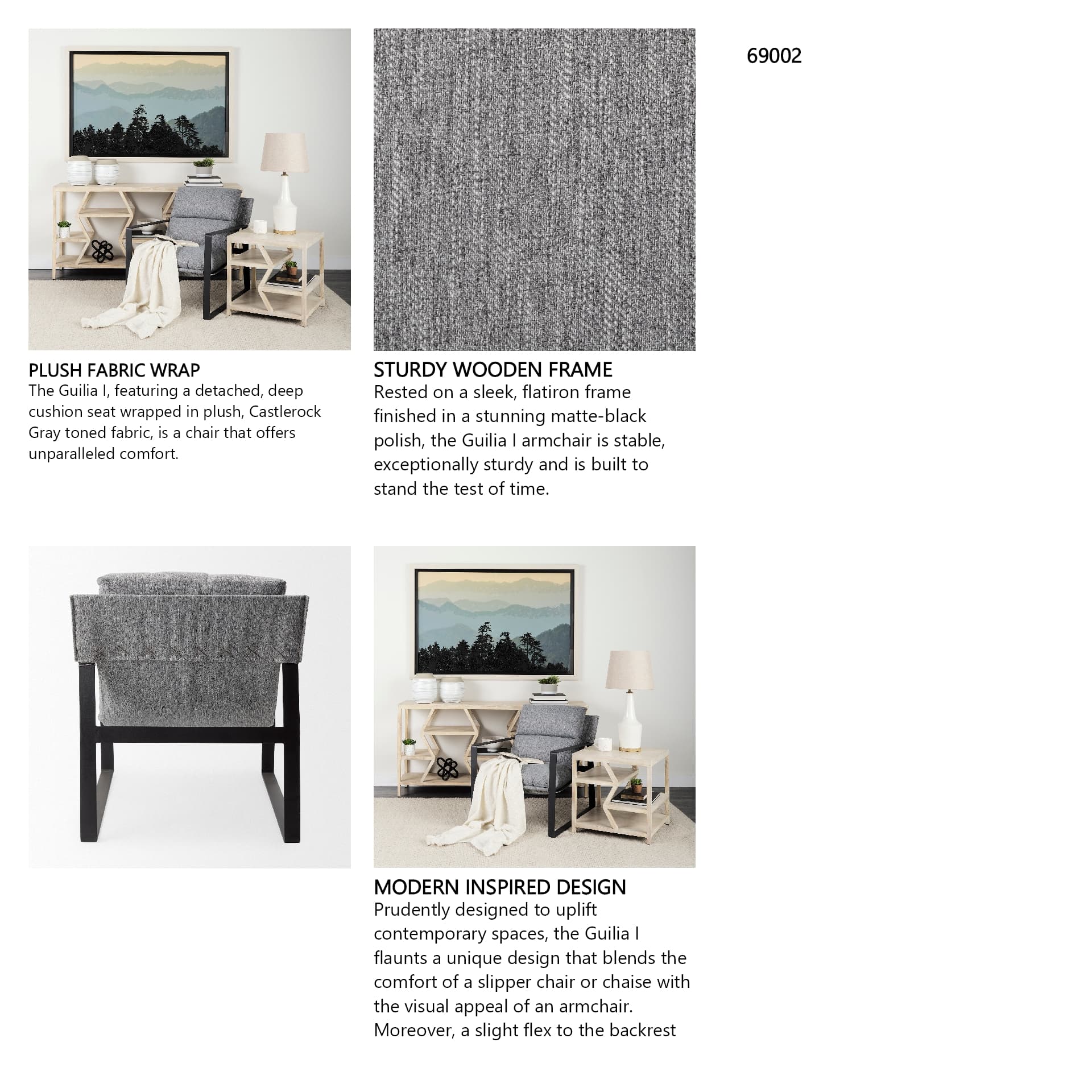 Guilia Castlerock Gray With Metal Frame Sling Accent Chair — in a styled room