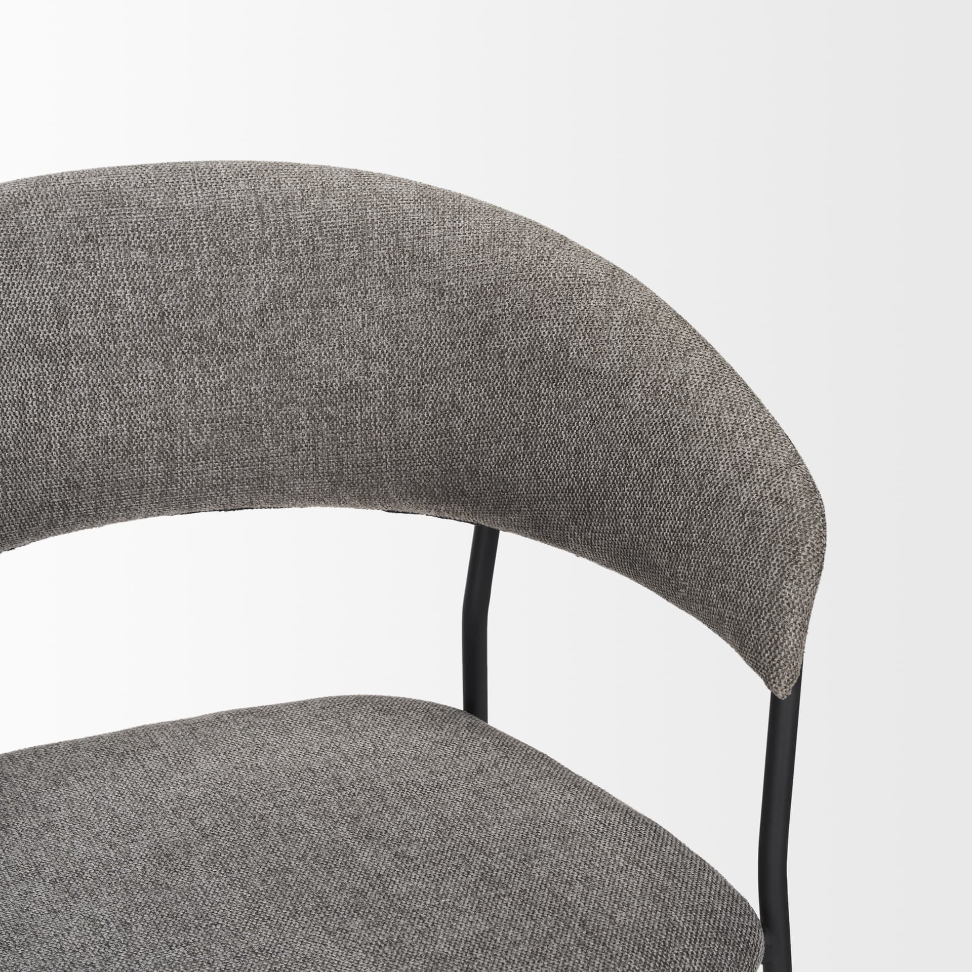 Carolyn Contoured Back Dining Side Chair | Gray Fabric w/ Metal — product photograph