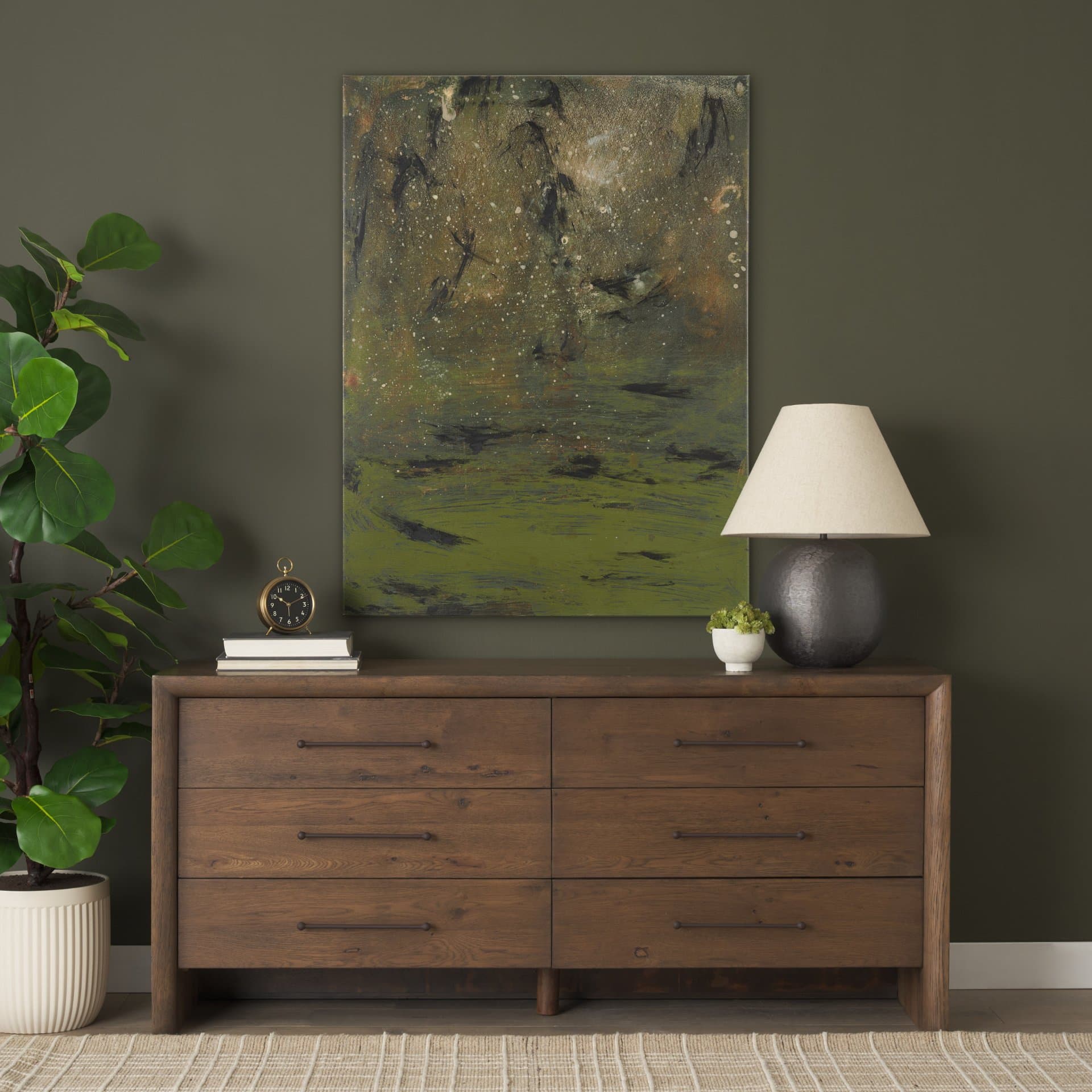 Subtle Stirring by Mercana Studio Hand-Embellished Textured Canvas — in a styled room