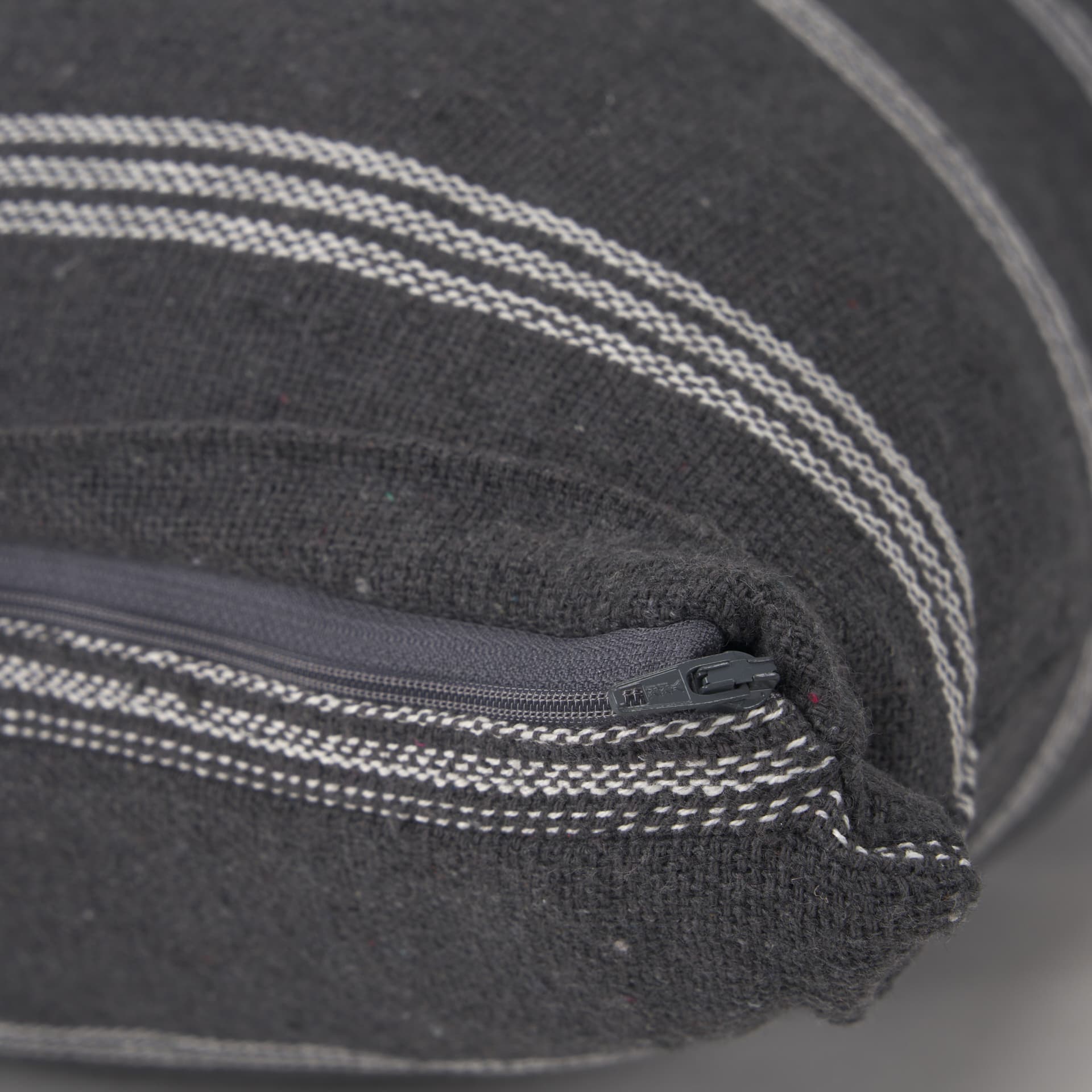 Jayme 14x26 Gray/White Striped Cotton Lumbar Pillow Cover w/Filler — product photograph