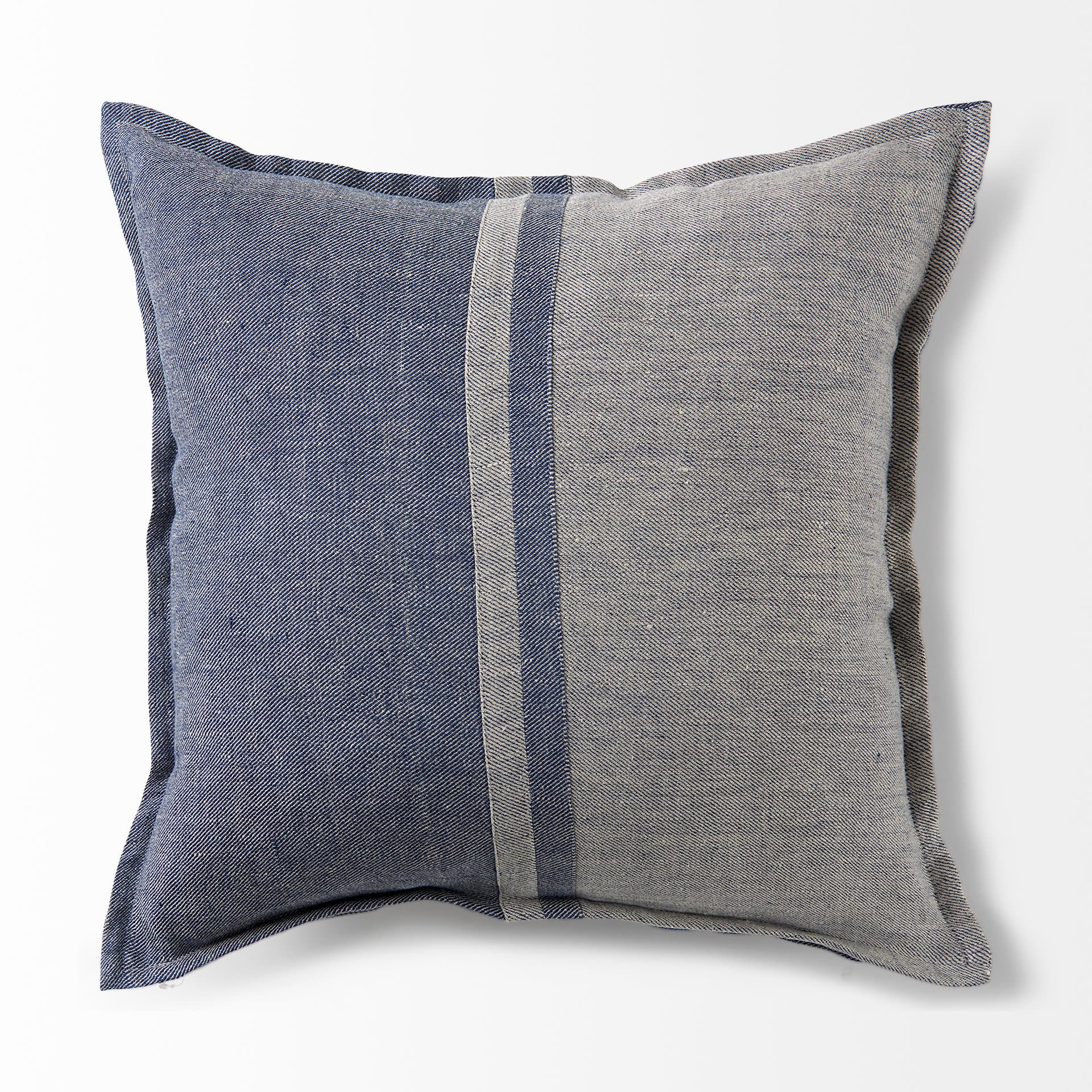Aubrielle 20x20 Gray and Blue Fabric Color Blocked Pillow Cover — product photograph