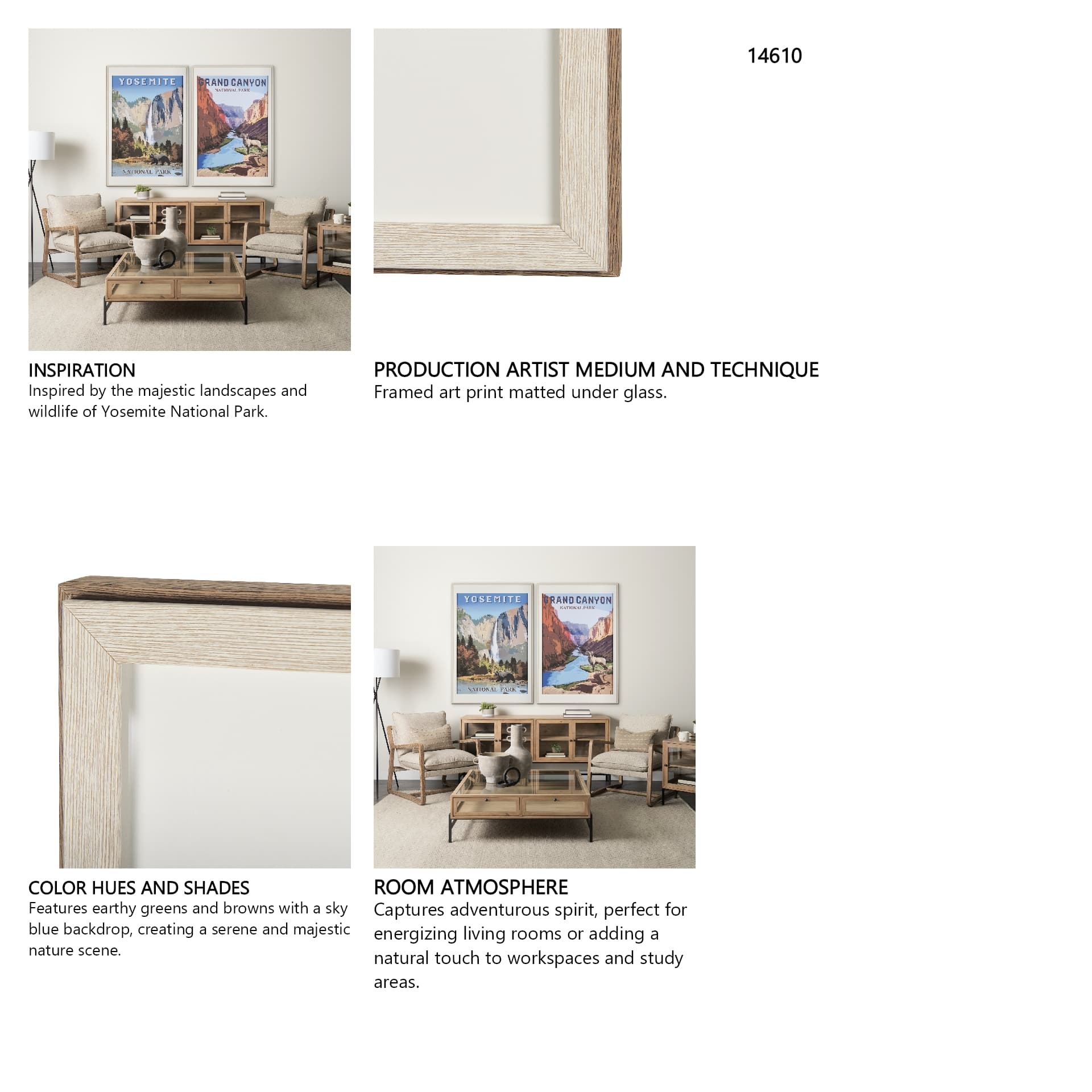 National Park -Yosemite by Mercana Studio a Framed Art Print Matted under Glass — in a styled room