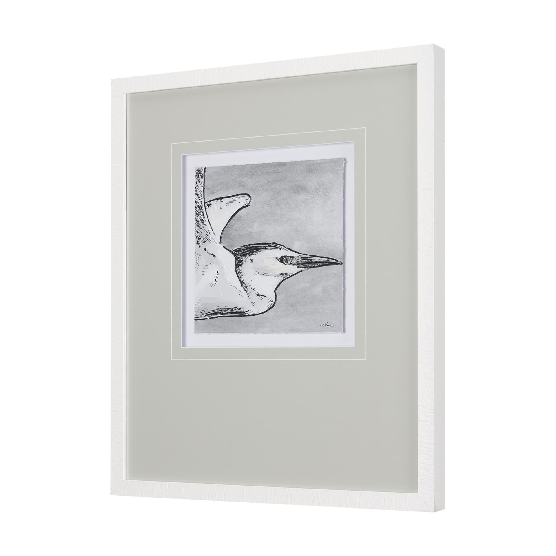Bird Portrait Sketch III by Mercana Studio Hand Embellished Framed Art Print Matted under Glass — product photograph