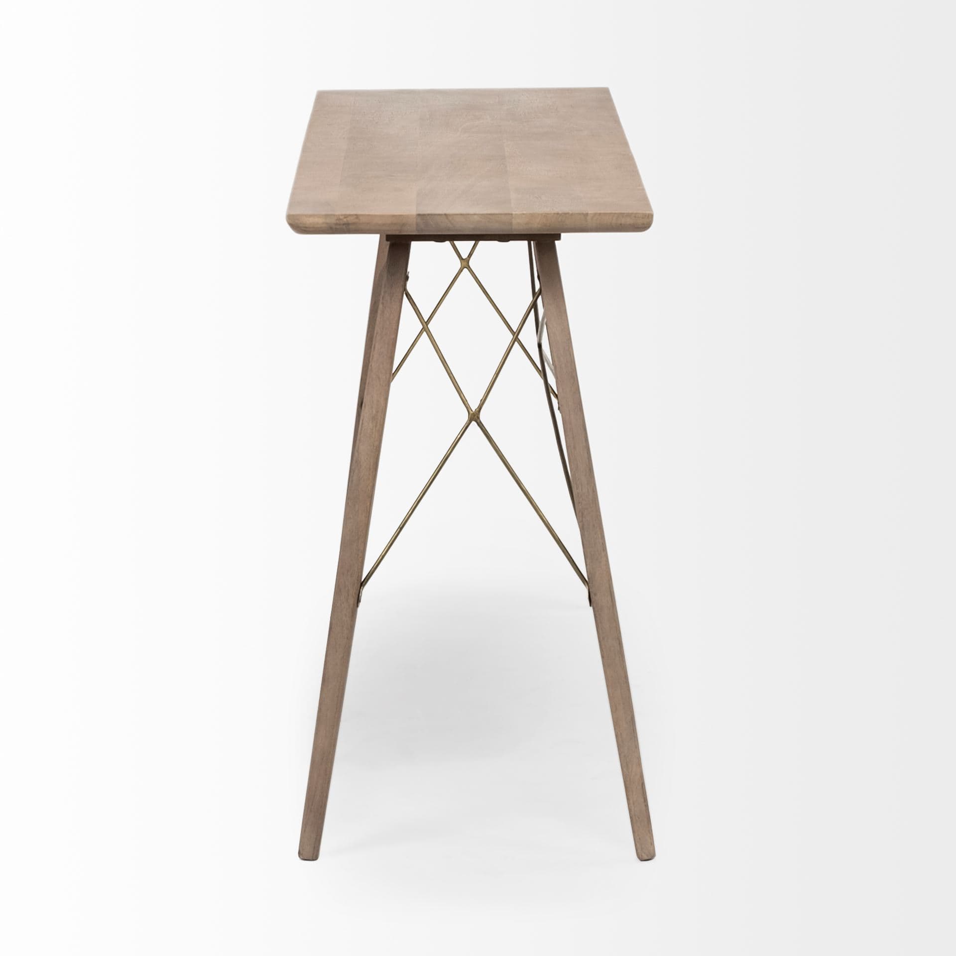 Kirby I 66L x 16W Brown Wooden Cross Braced Console Table — product photograph