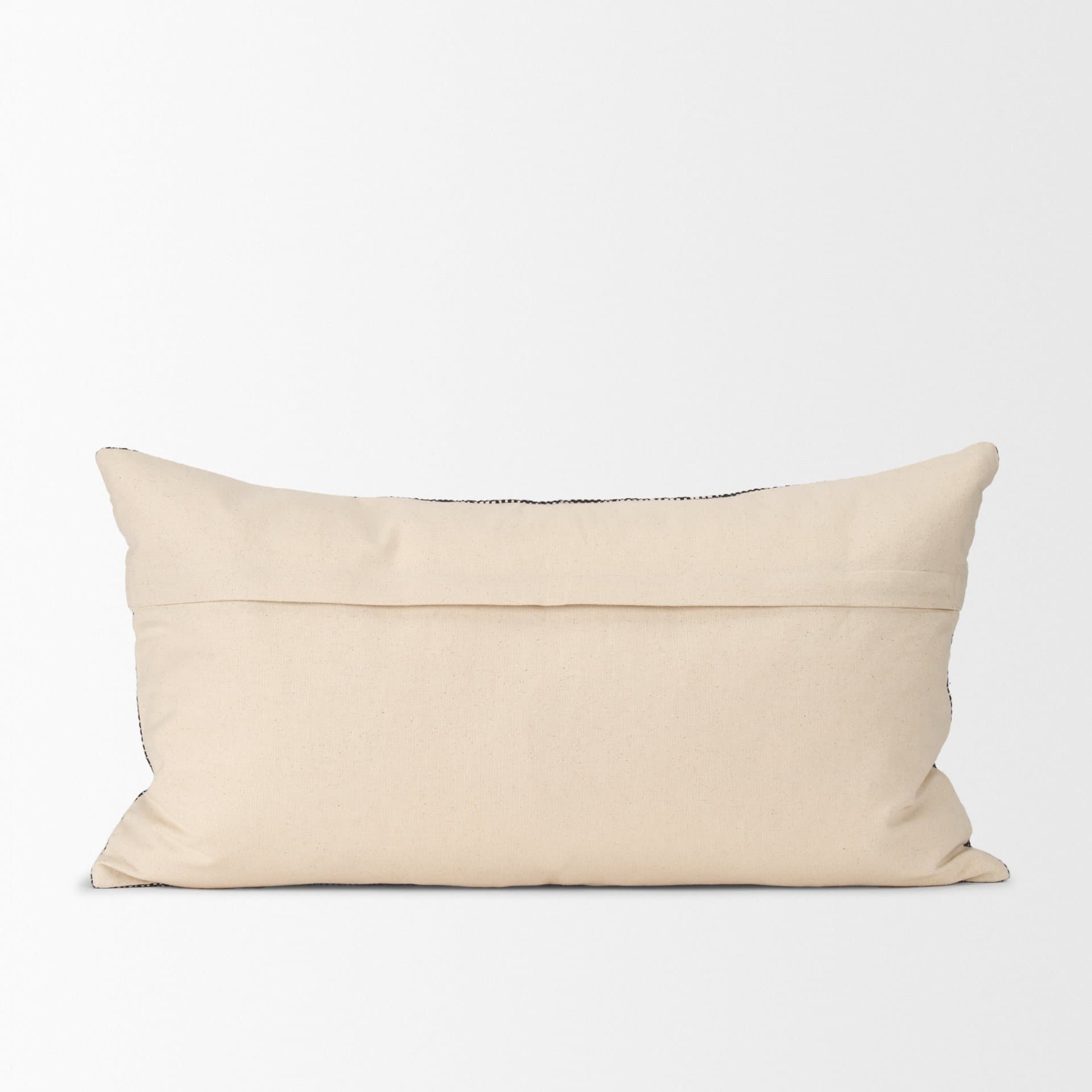 Jalia 14x26 Cream/Black Cotton Decorative Lumbar Pillow Cover w/Down Filler — product photograph