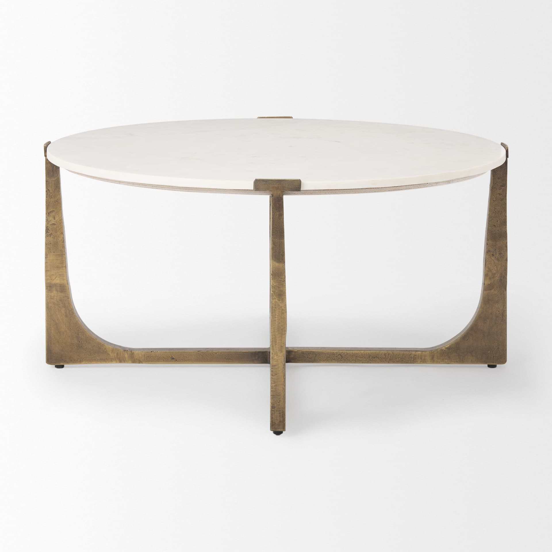Atticus Marble and Antiqued Gold Metal Coffee Table — product photograph