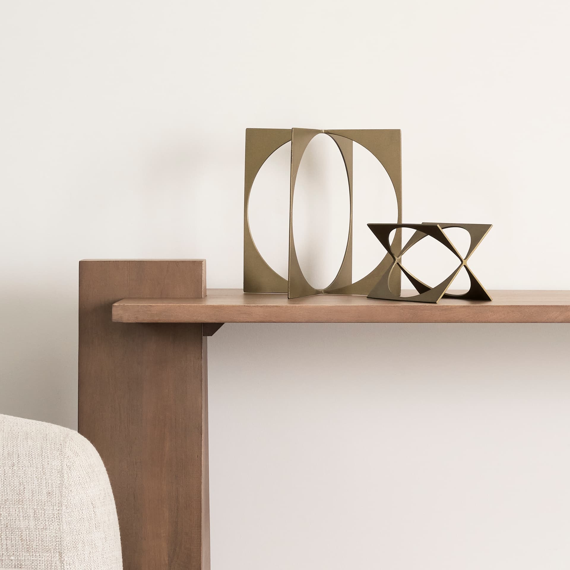 Lima II (Large) 10L x 10W Gold Geometric Decorative Object — in a styled room