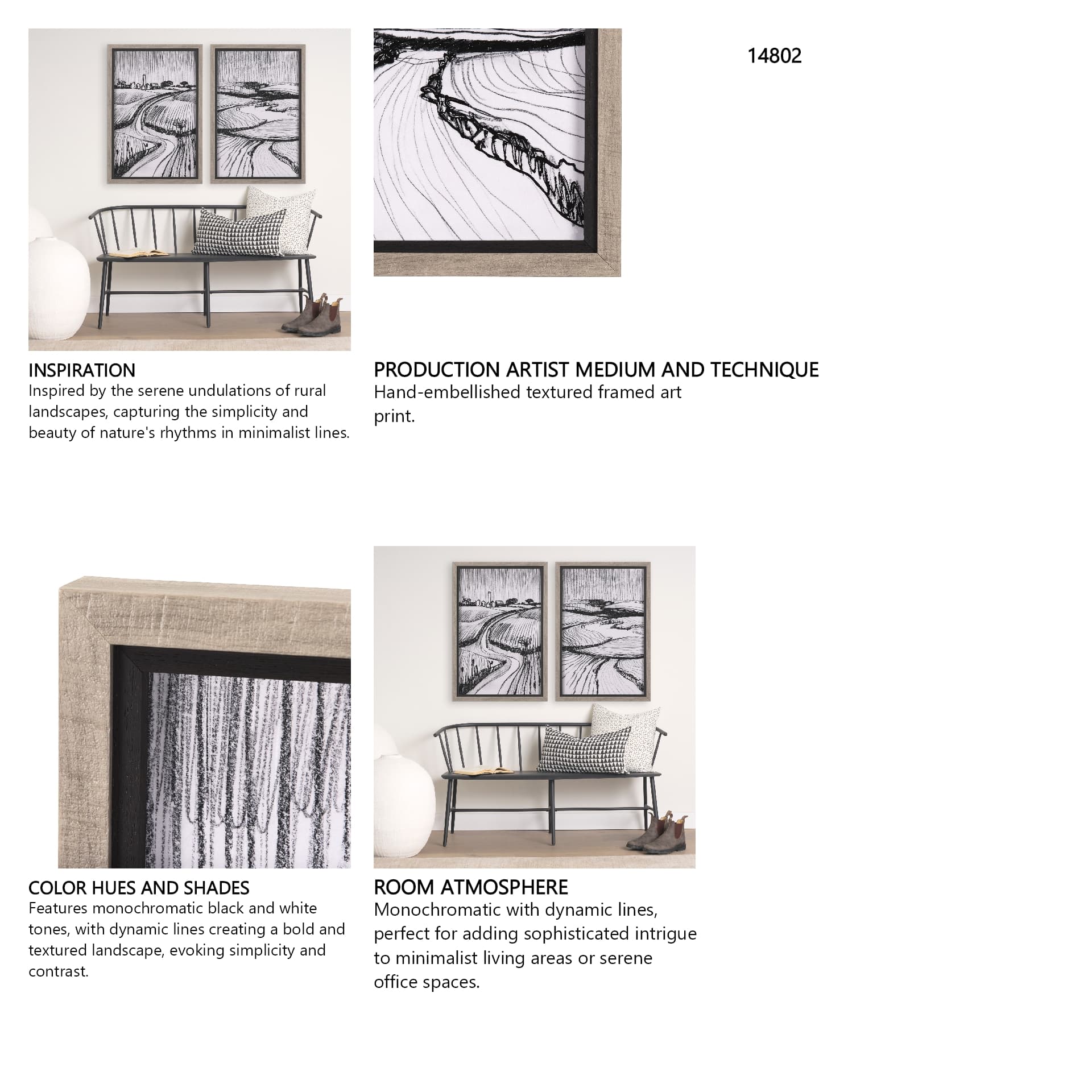 Rural Sketch-I by Mercana Studio a Hand Embellished Textured Framed Art Print — in a styled room