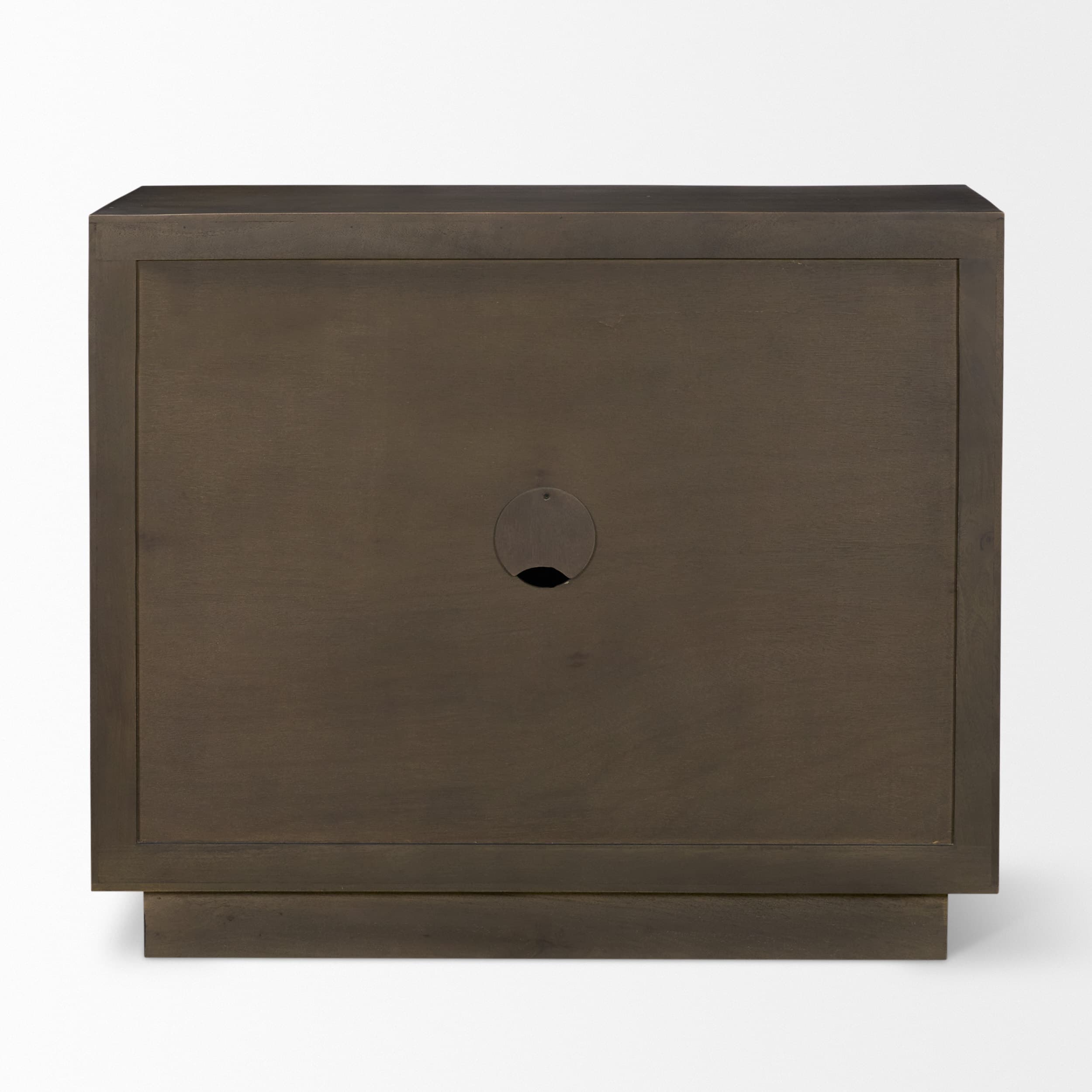 Cinder Distressed Dark Brown Wood Reeded 2-Door Closed Accent Cabinet — product photograph