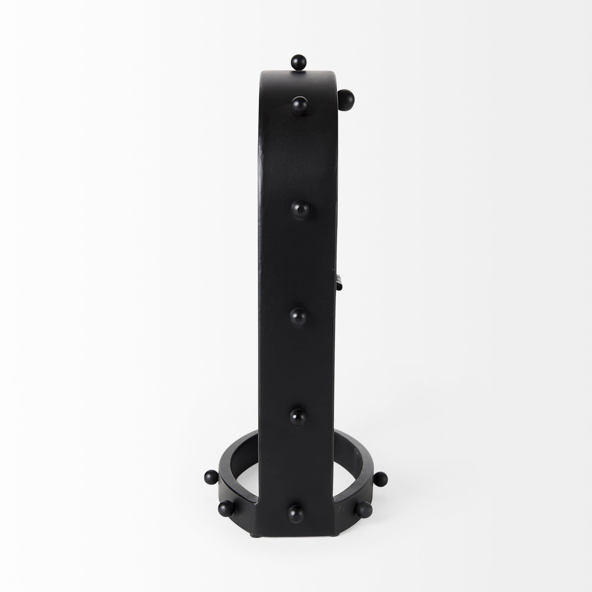 Marian 7.5L x 5.7W x 13.0H Black Studded Table Clock — product photograph