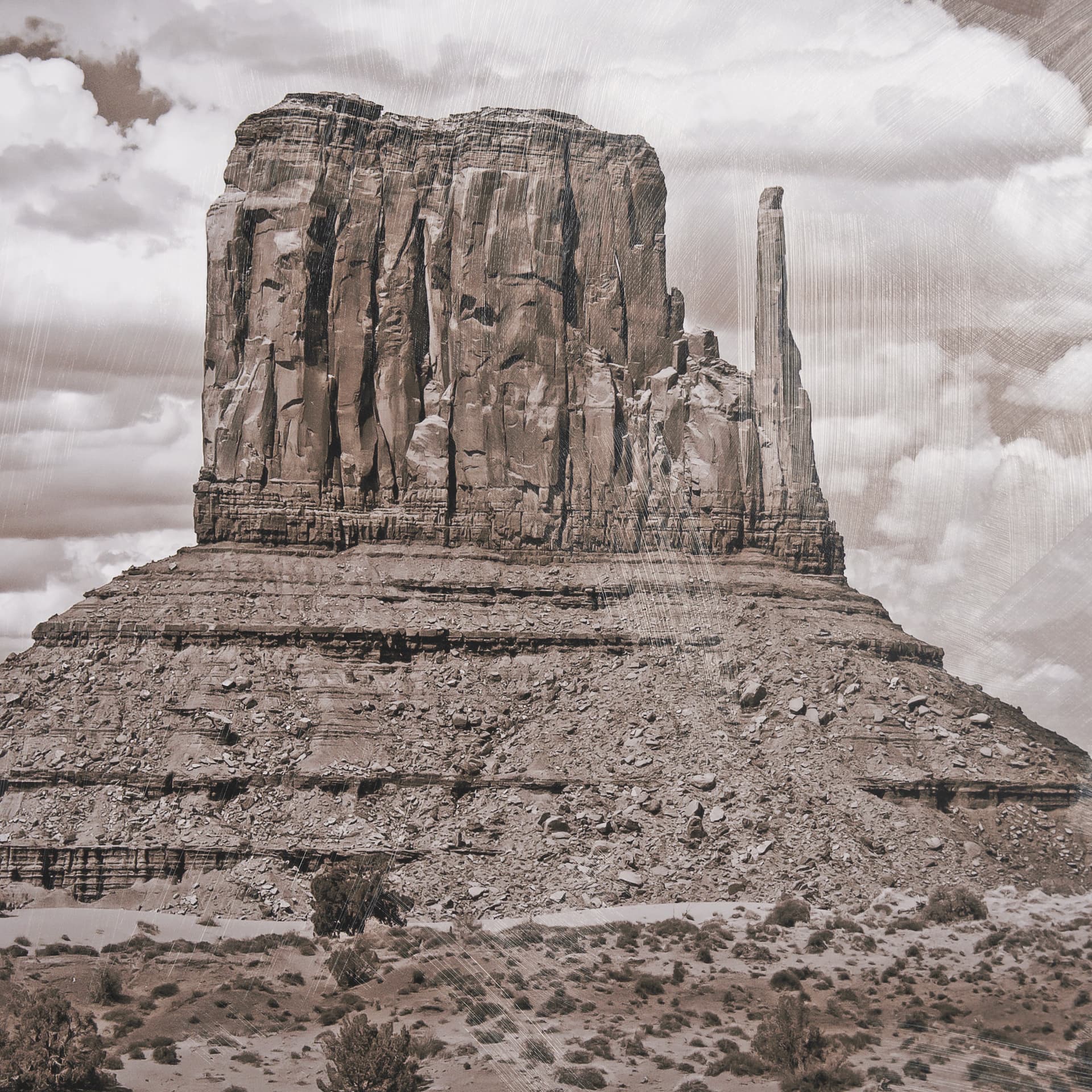 Monument Valley II Sepia by Debra Van Swearingen a Hand Embellished Framed Photo Art Print Matted un — product photograph