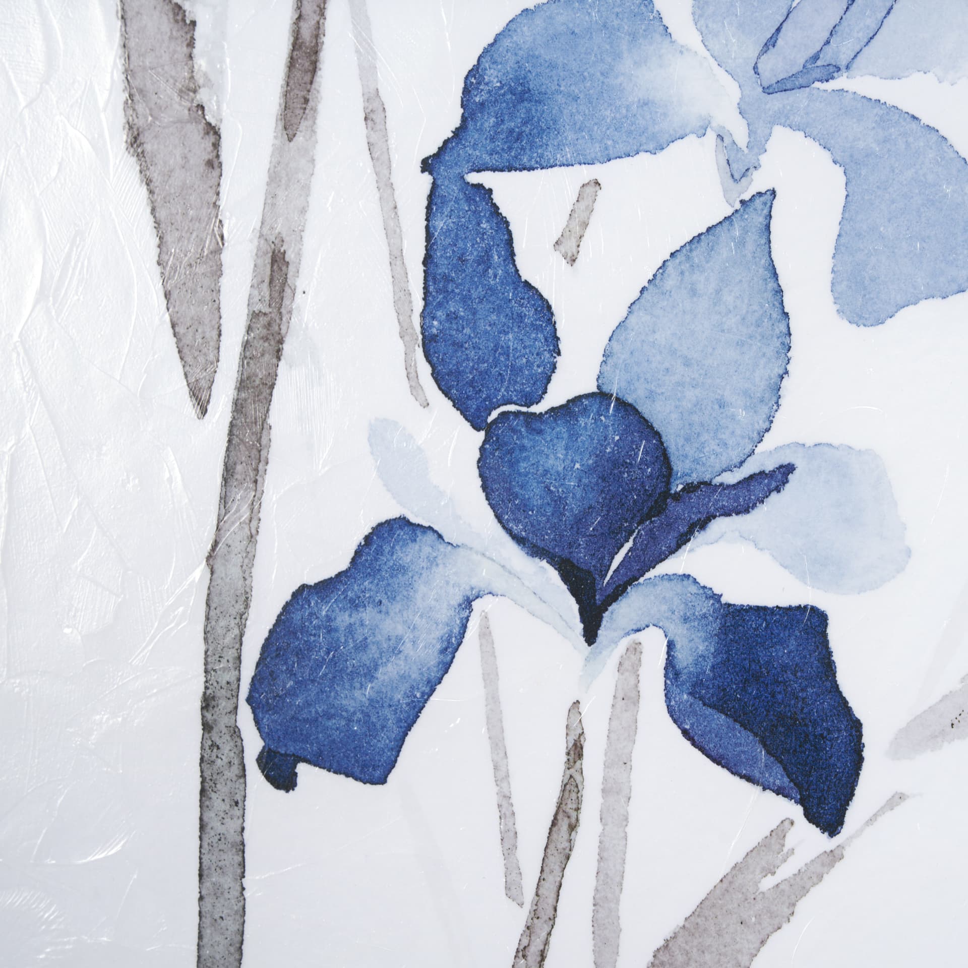 Blue Iris I by Mercana Studio a Hand Embellished Textured Framed Art Print Matted under Glass — product photograph