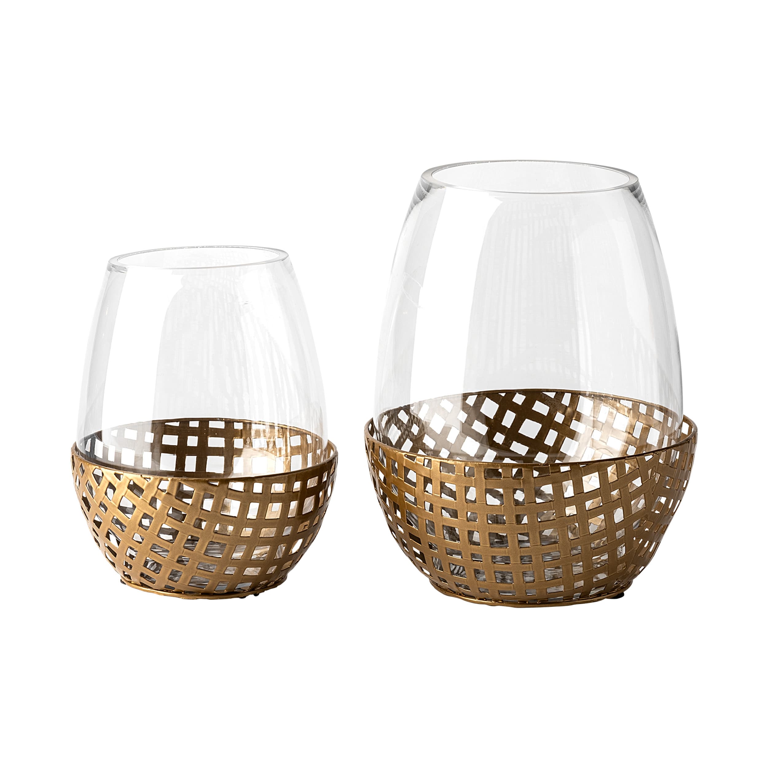 Reena I Small Gold Woven Metal Base Table Candle Holder — product photograph