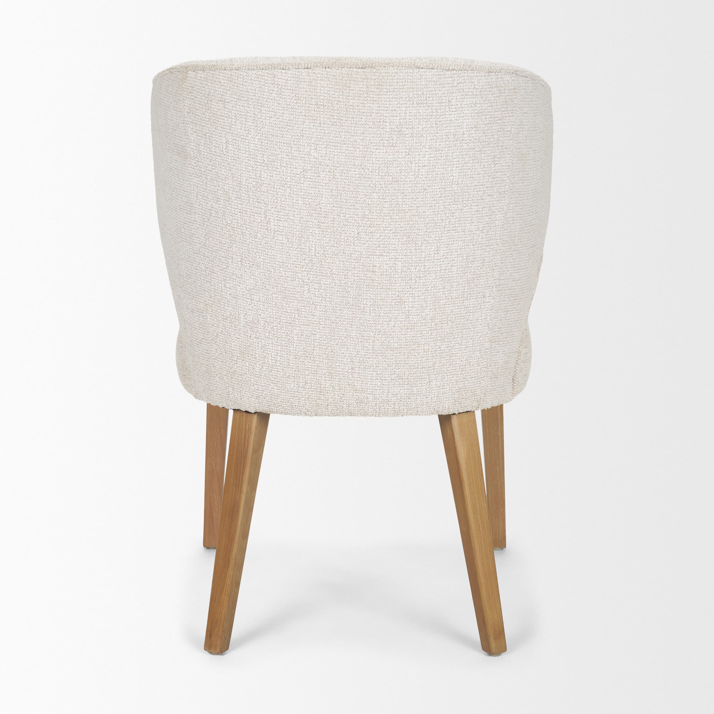 Niles Wingback Dining Side Chair | Cream Fabric w/ Med Brown Wooden — product photograph