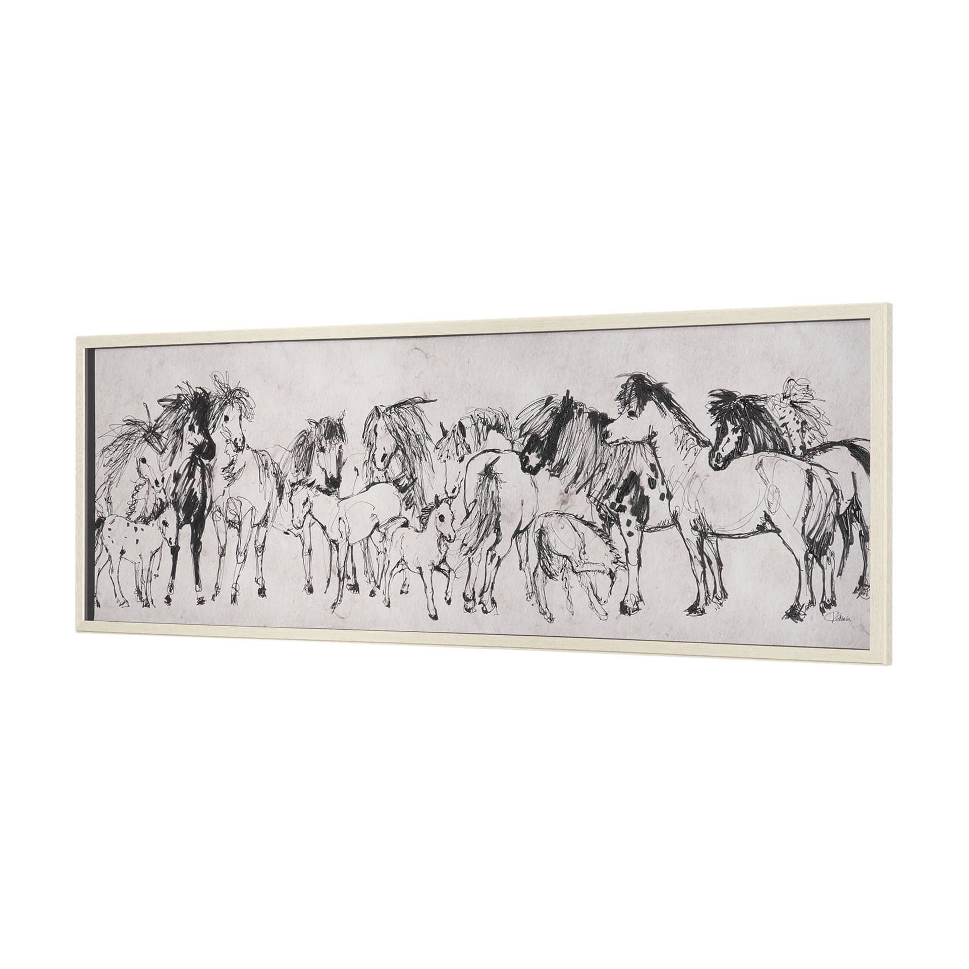 Pony Sketches II by Mercana Studio Hand-Embellished Framed Artwork Matted under Glass — product photograph