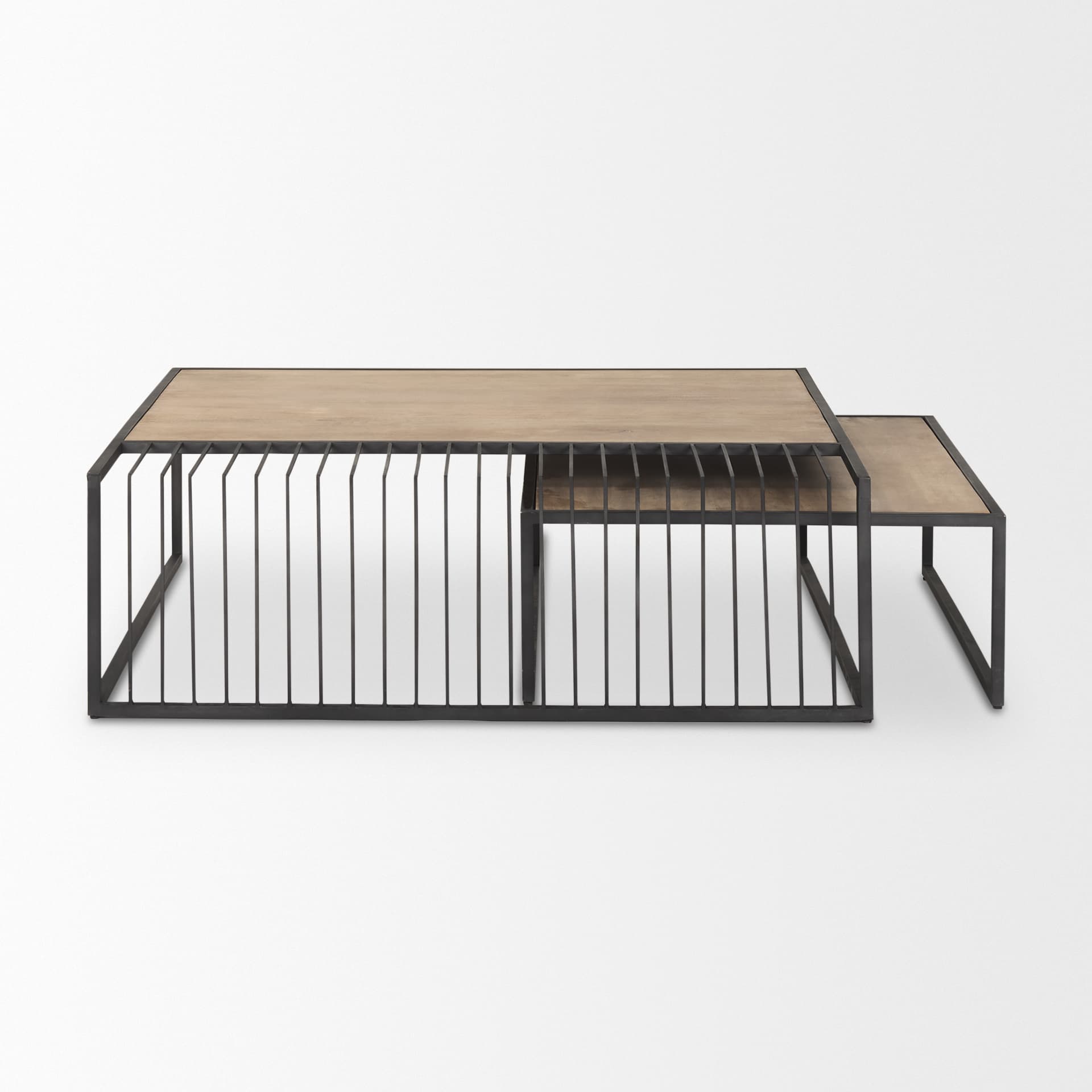 Miles Black Metal w/ Light Wood Nesting Coffee Table — product photograph