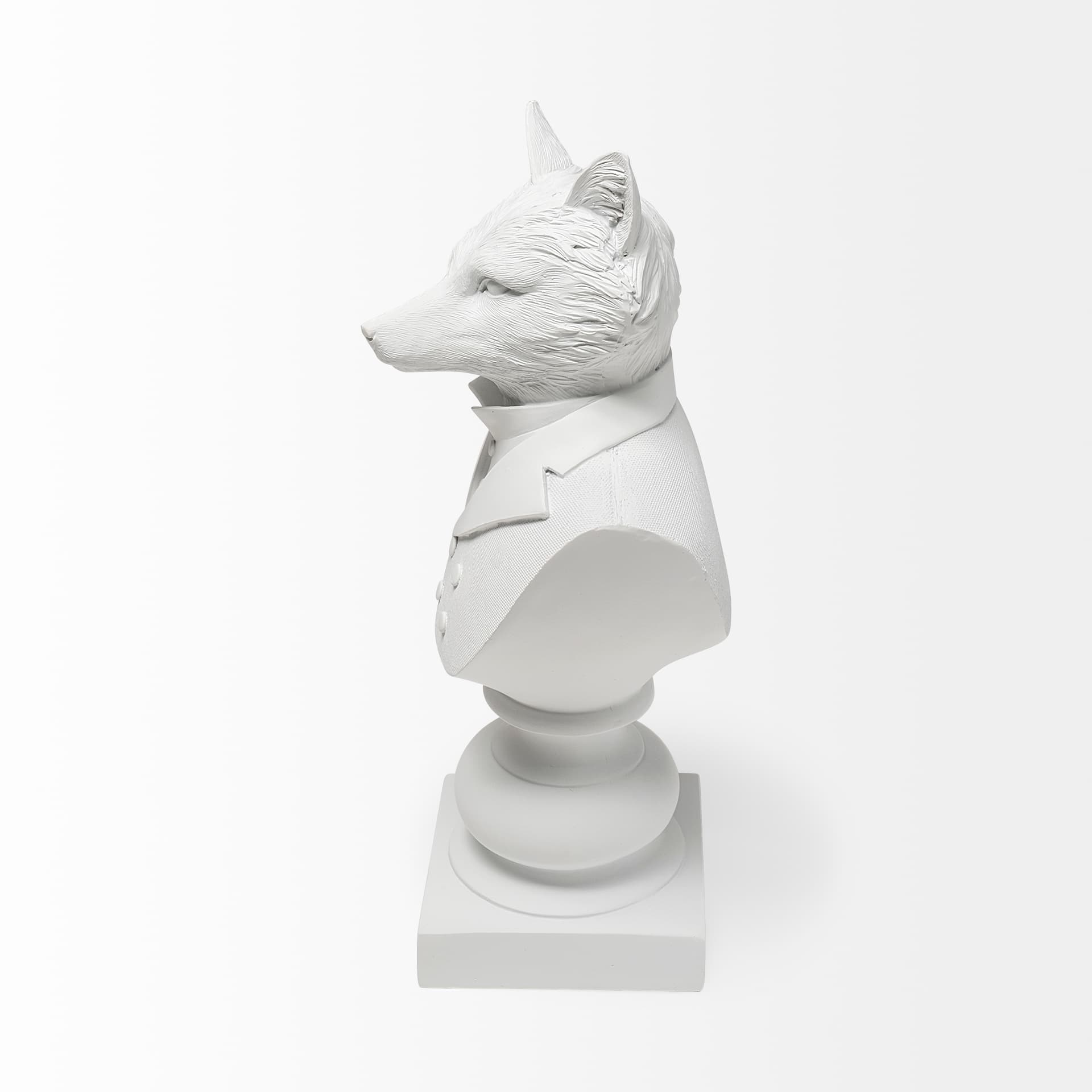 Murray 13H White Painted Resin Fox in a Suit Bust — product photograph