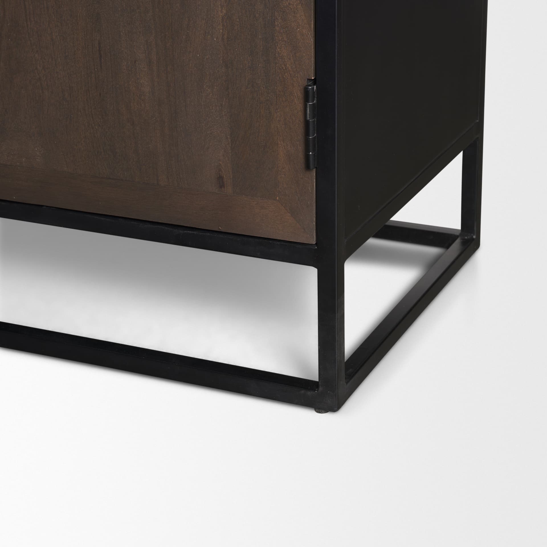 Sloan 42W x 80H Dark Brown Wood W/Black Metal Arched Curio Cabinet — product photograph