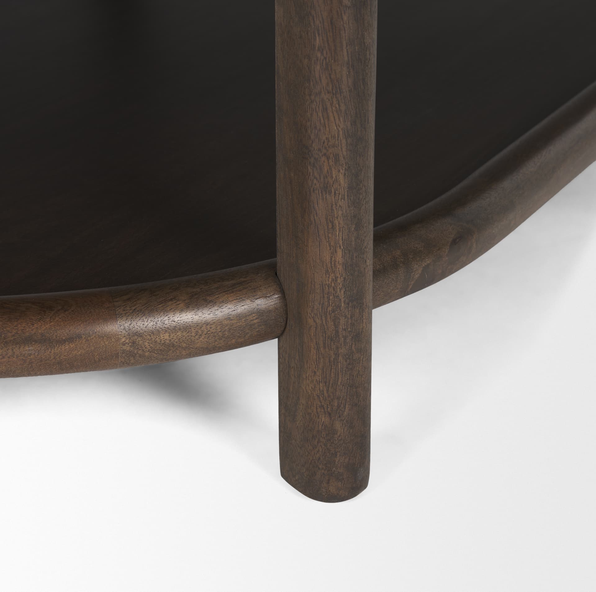 Romi Dark Brown Wood w/ Bottom Shelf Oval Coffee Table — product photograph