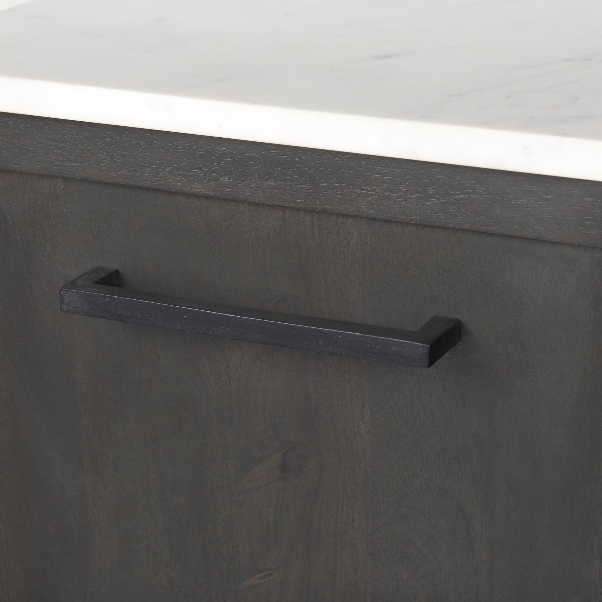 Divina Black-Brown Wood w/ White Marble Top and Black Metal Base Sideboard — product photograph