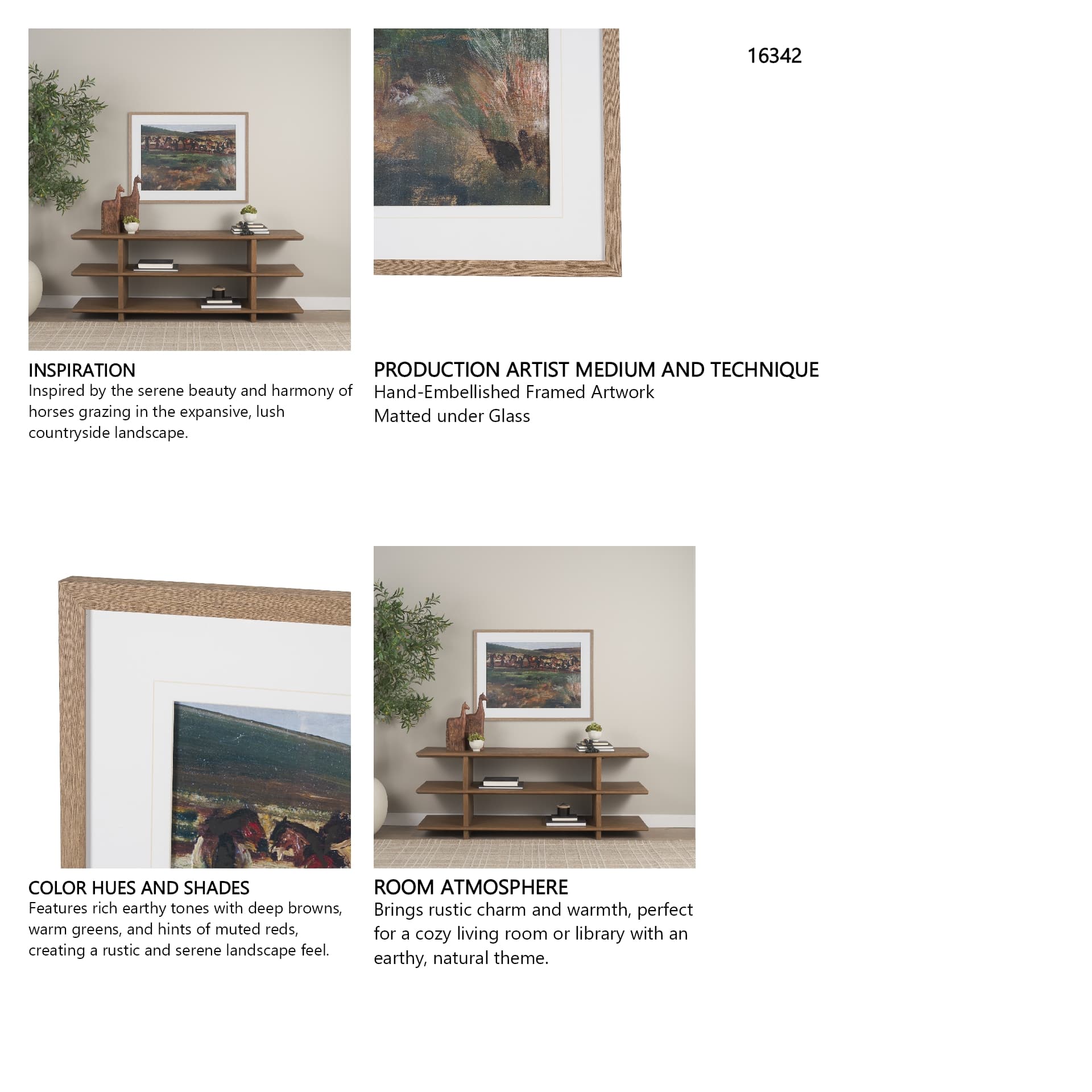 Exmoor Ponies by Sir Alfred Munnings Hand-Embellished Framed Artwork Matted under Glass — product photograph