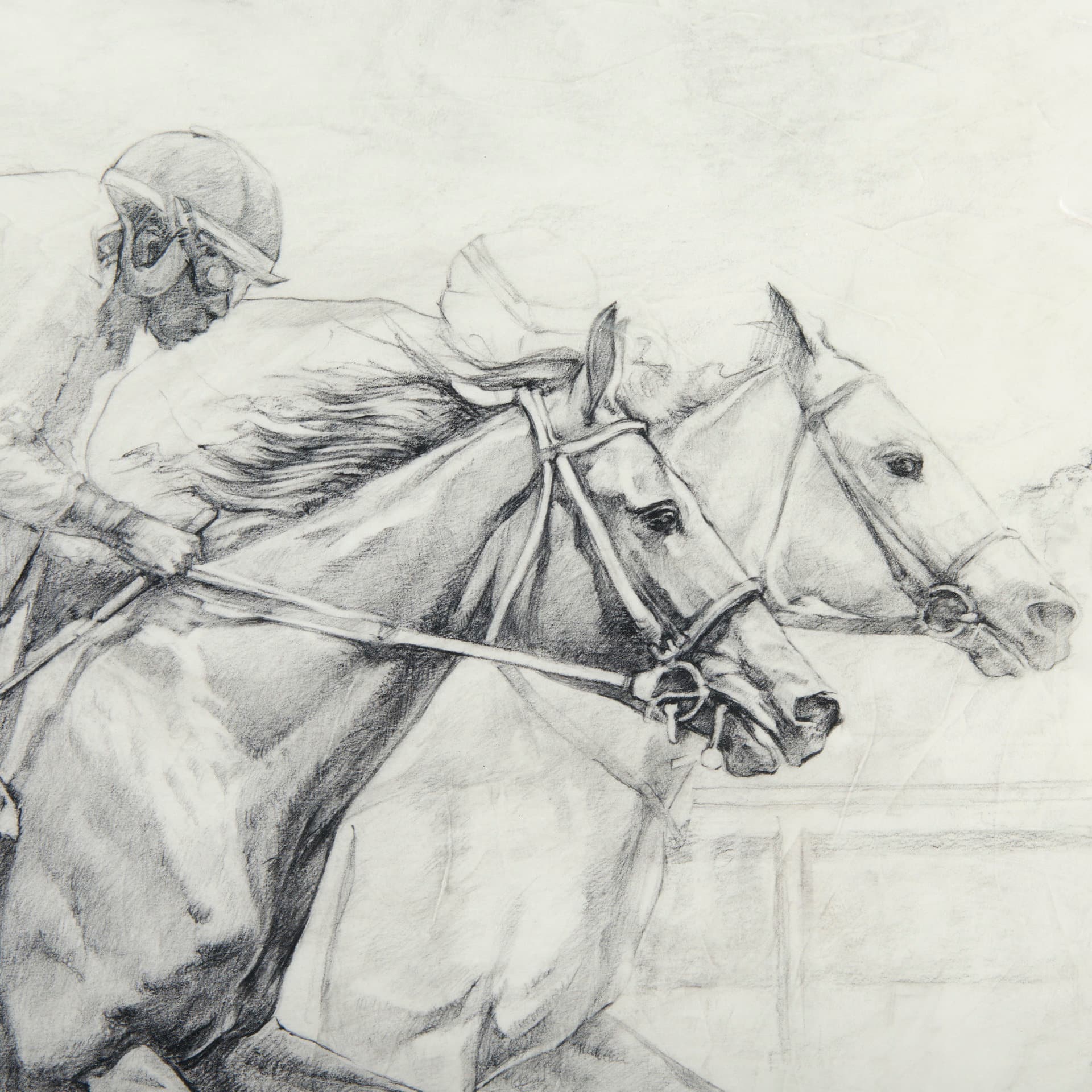 Horse Racing I by Mercana Studio a Hand Embellished Textured Framed Art Print Matted under Glass — product photograph