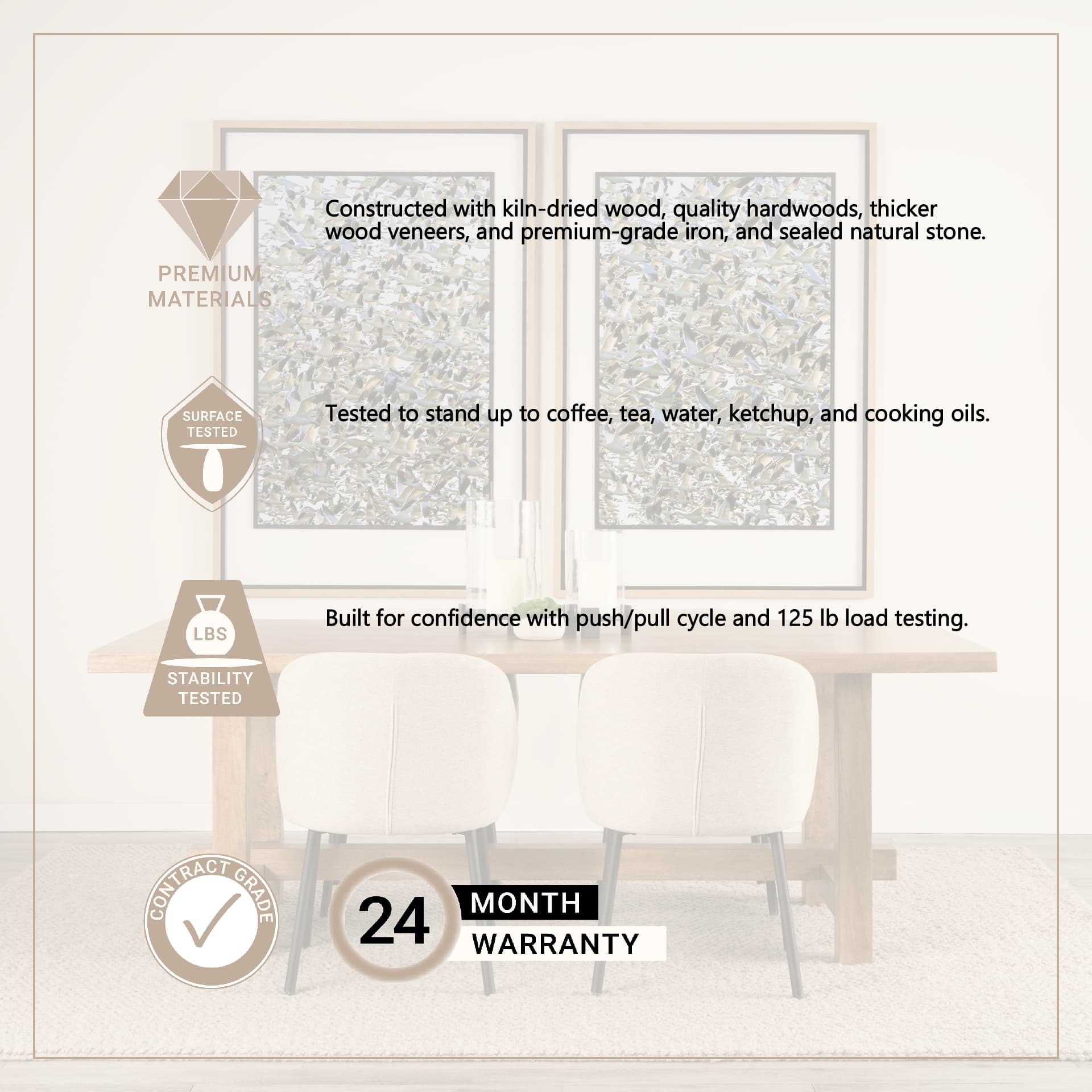 Suke 84"L x 42"W Rectangular Trestle Dining Table | Natural Wood | Seats 8 — product photograph