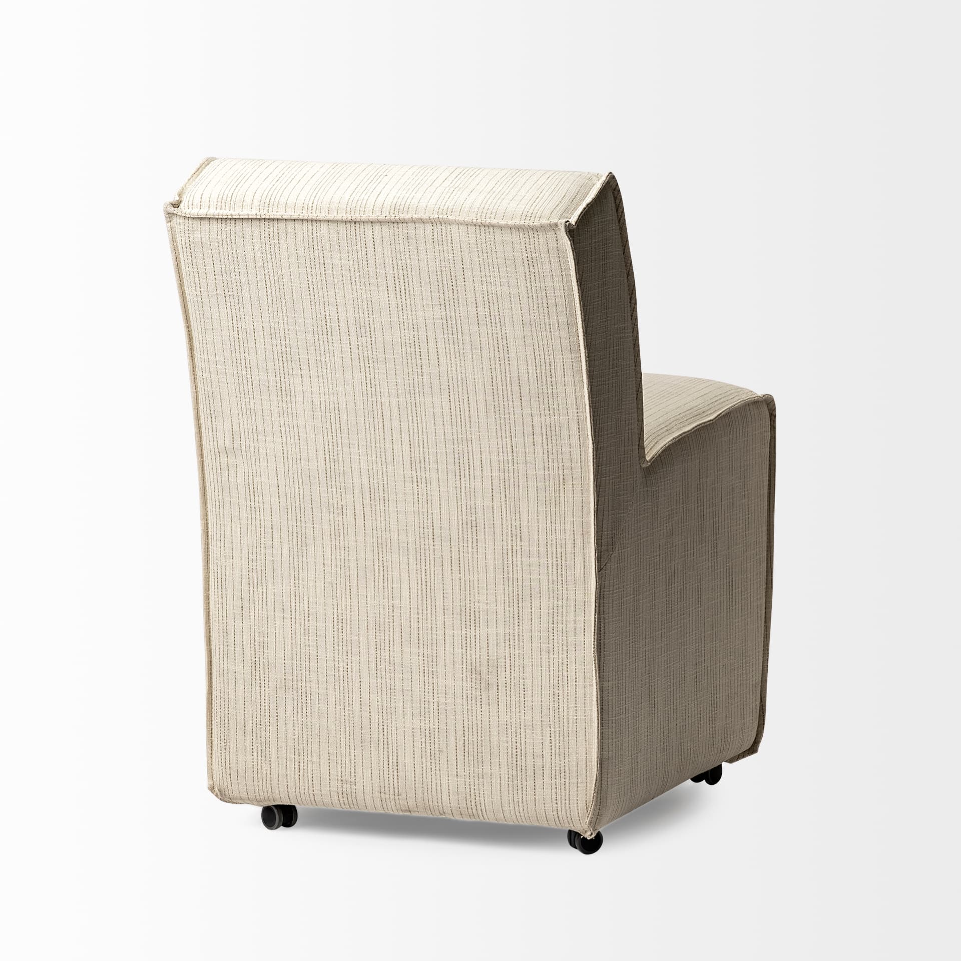 Damon Barrel Back Dining Arm Chair | Cream Fabric w/ Caster Base — product photograph