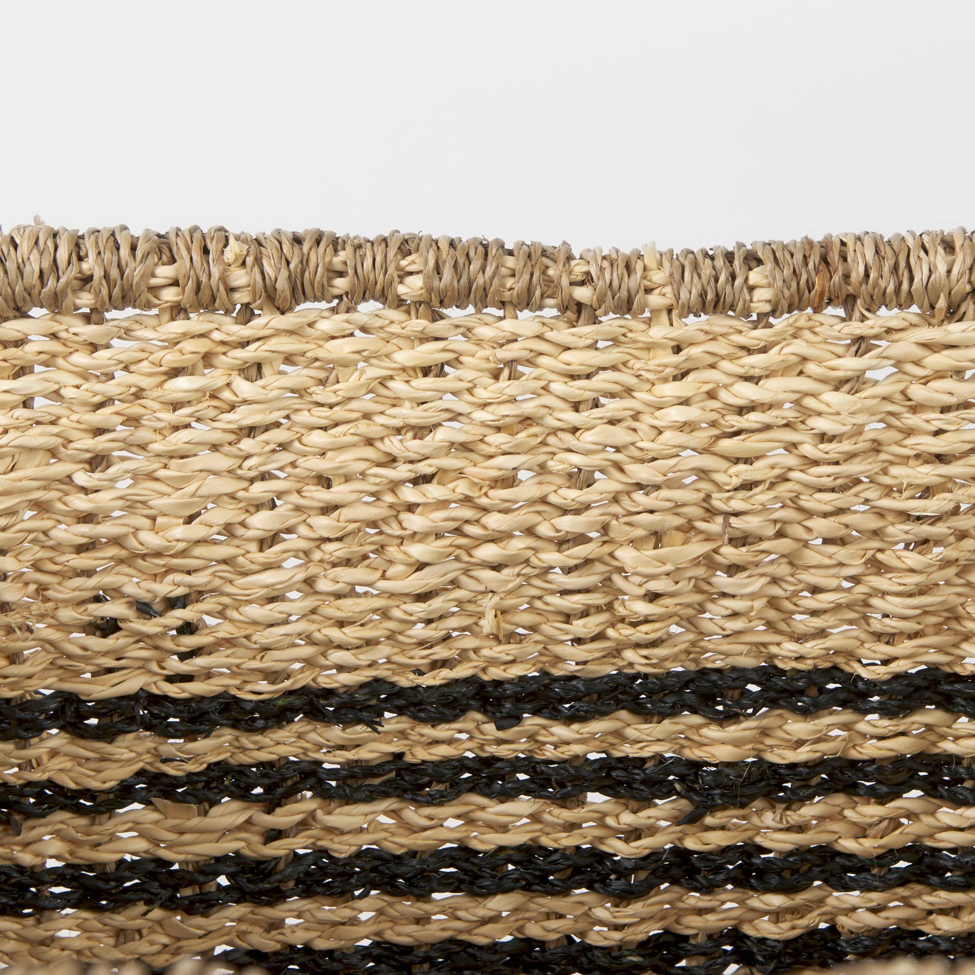 Emma (Set of 2) Light Brown Seagrass Rectangular Basket W/ Black Stripes — product photograph