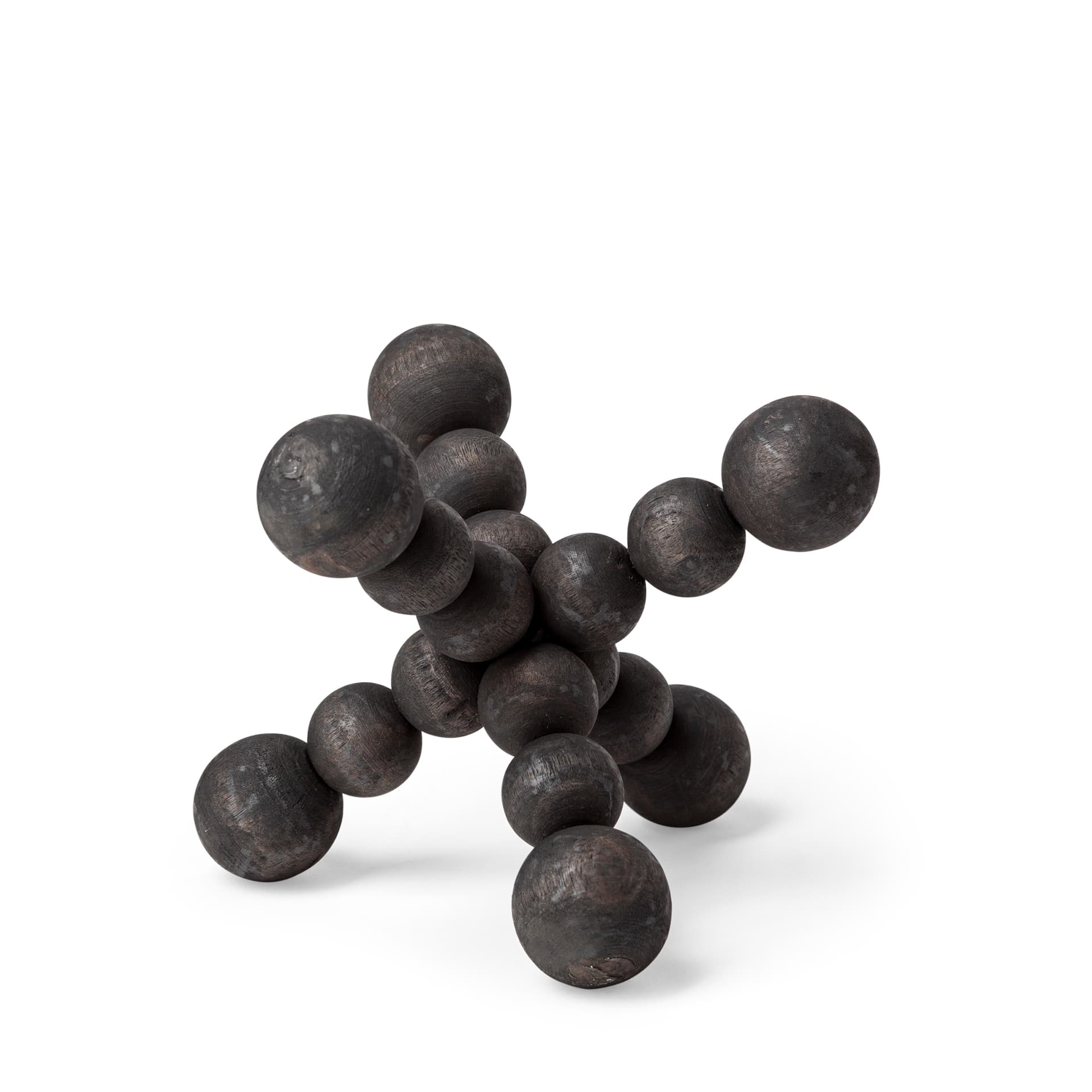 Carollan I (Small) 7L x 7W Black Geometric Wood Ball Jack — product photograph
